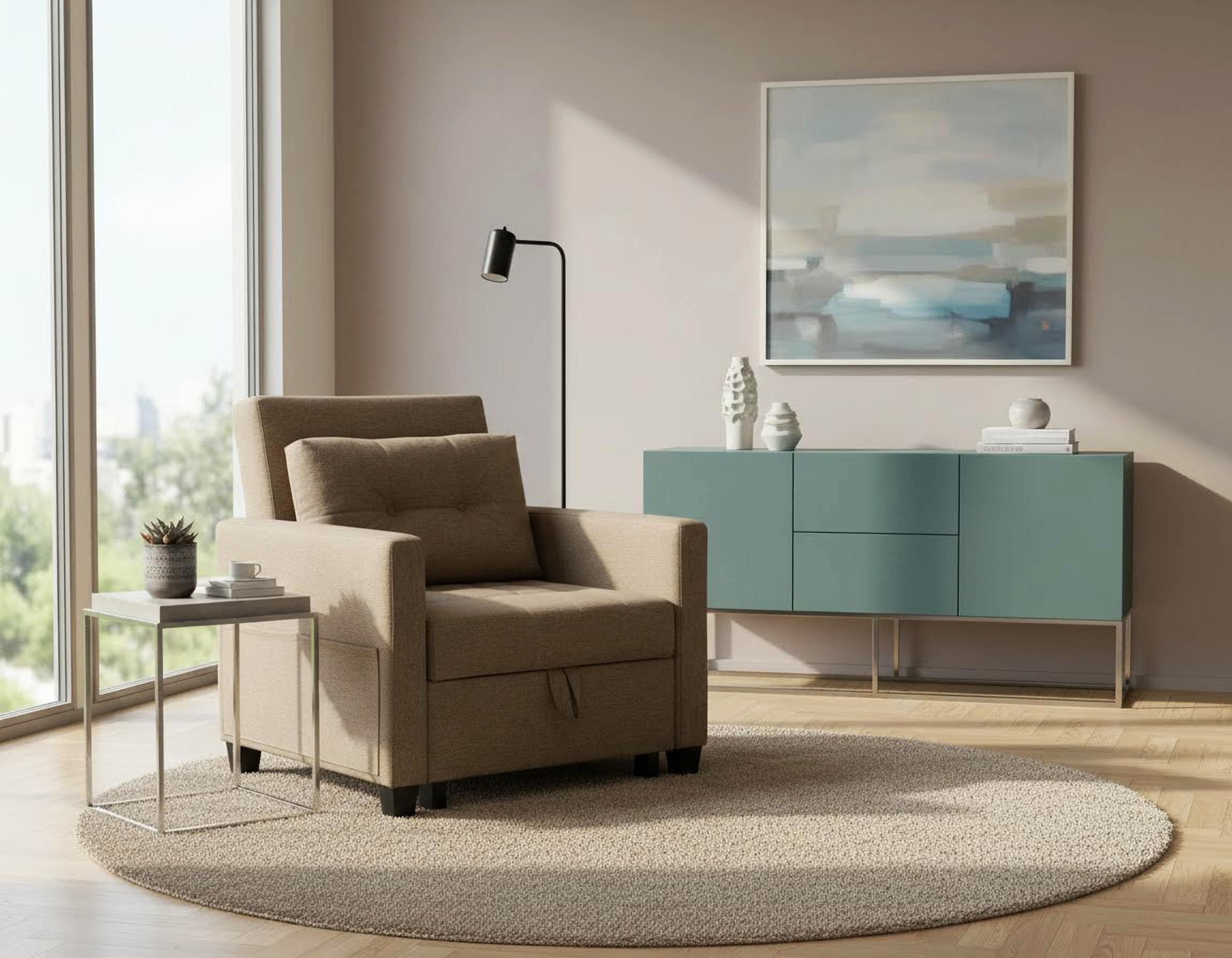 OTTO home Sessel »TYLLI, 91 cm, wandelbar zum Gästebett, Schlafliege, klappbar« verstellbarer Rückenlehne, Klappmechanismus, Webstoff