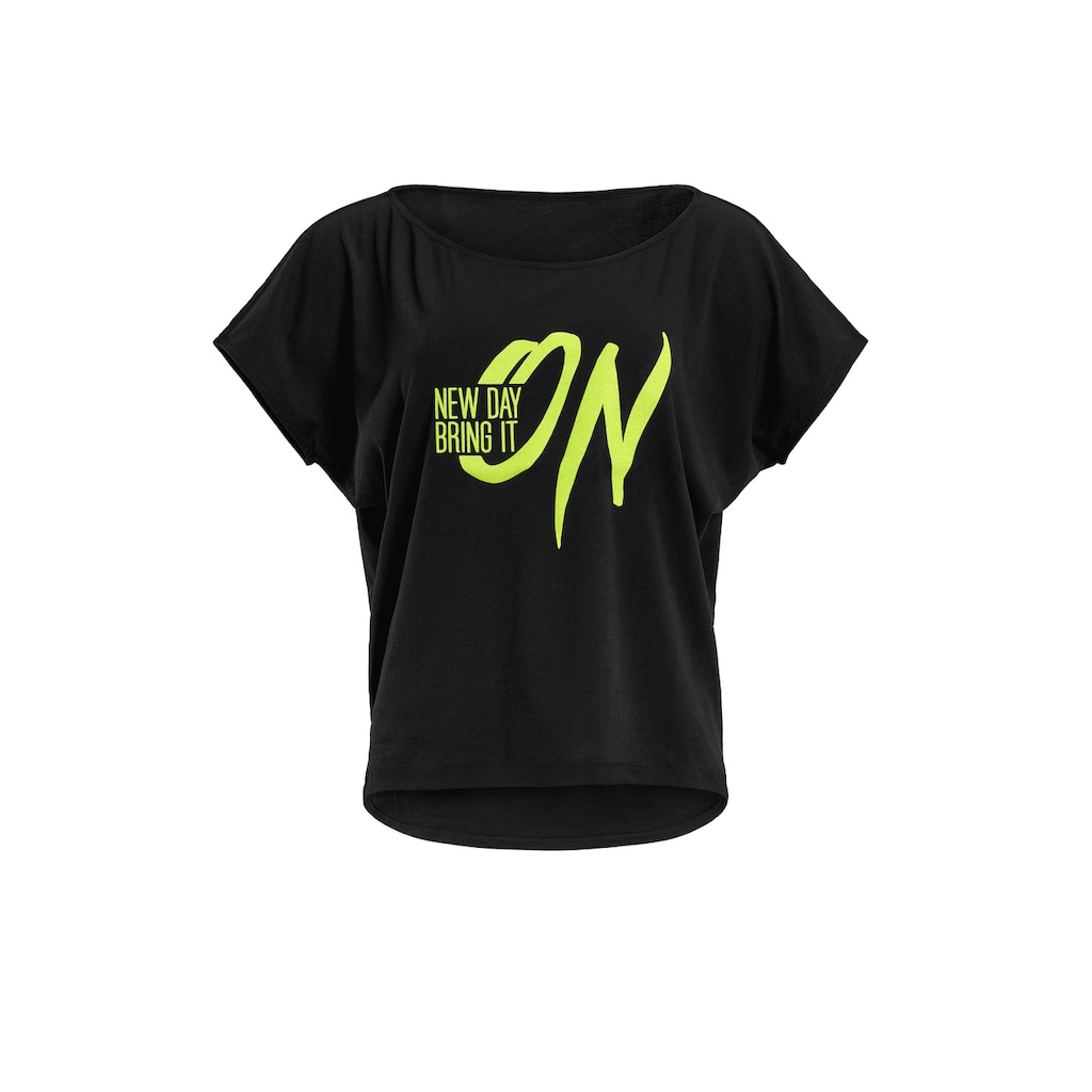 Winshape Oversize-Shirt »MCT002 ultra leicht« mit Neon gelbem Glitzer-Aufdruck