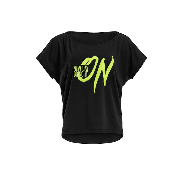Winshape Oversize-Shirt »MCT002 ultra leicht«, mit Neon gelbem  Glitzer-Aufdruck bei ♕