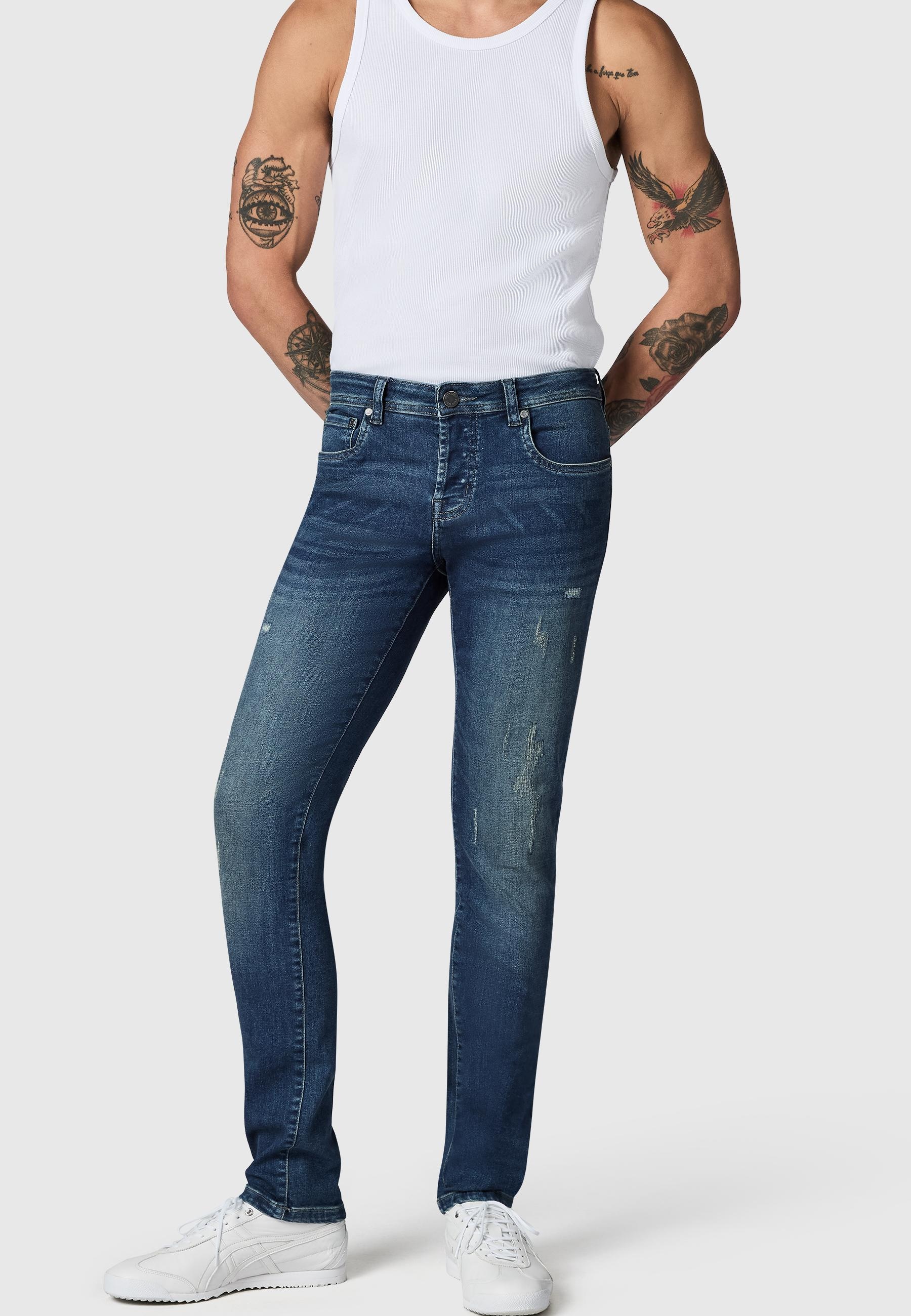 PEAK TIME Slim-fit-Jeans »Slim-fit-Jeans München« Herren Jeans mit Destroyed-Optik