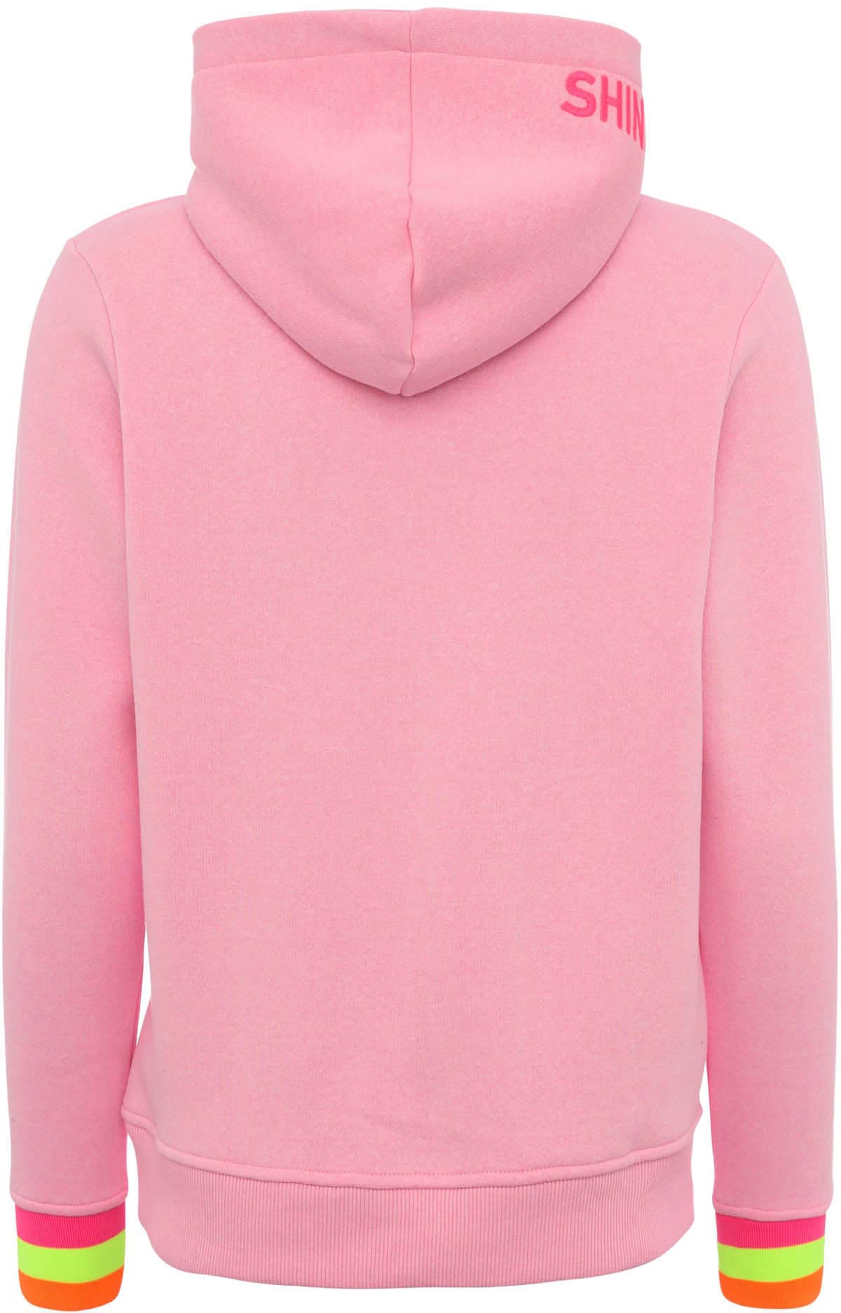 Zwillingsherz Hoodie »Always Happy«, Smiley aus Frottee, Neon-Details, Kapuze, Langarm