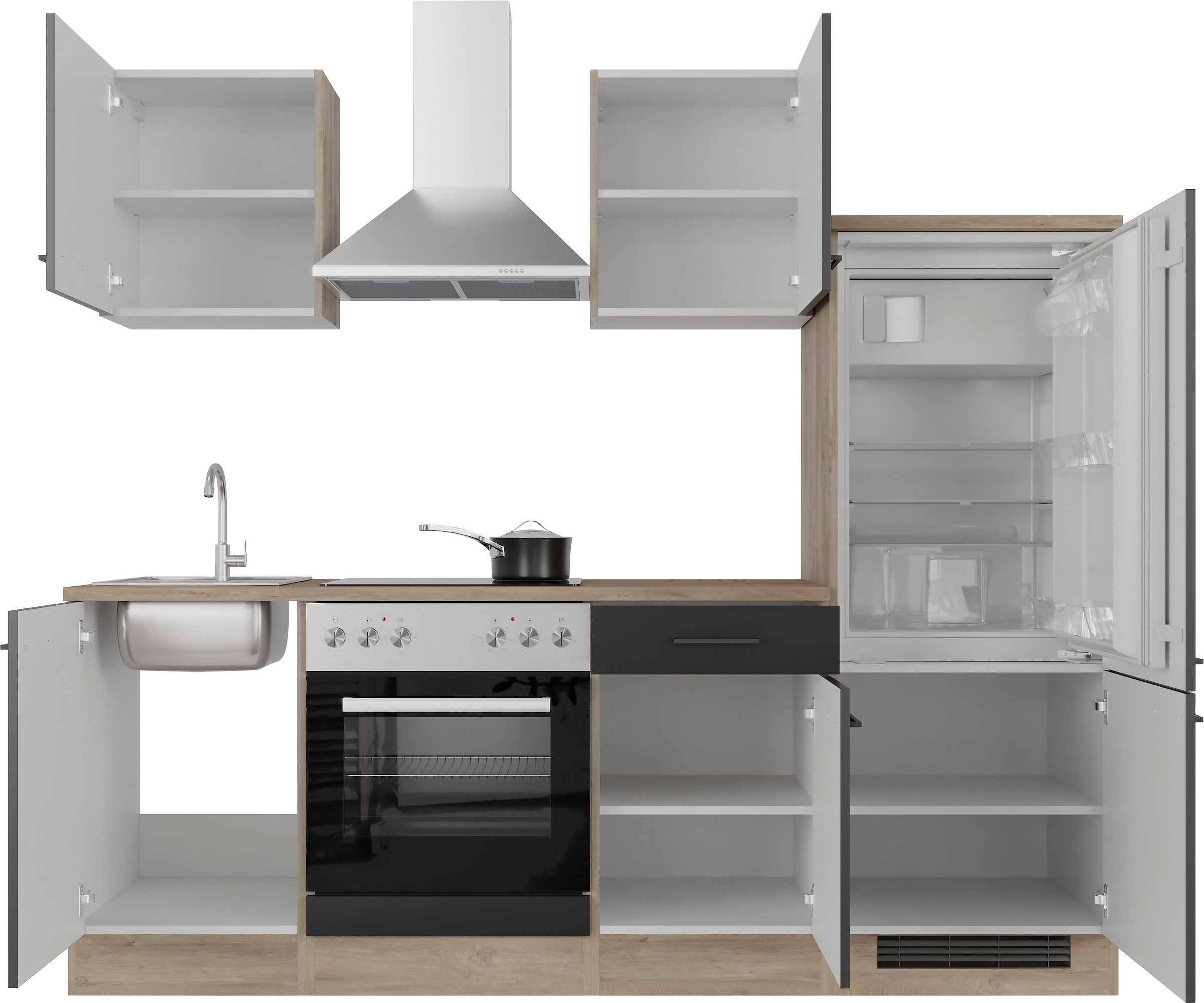 Flex-Well Küchenzeile »Capri«, mit und ohne E-Geräten erhältlich, Gesamtbreite 220 cm