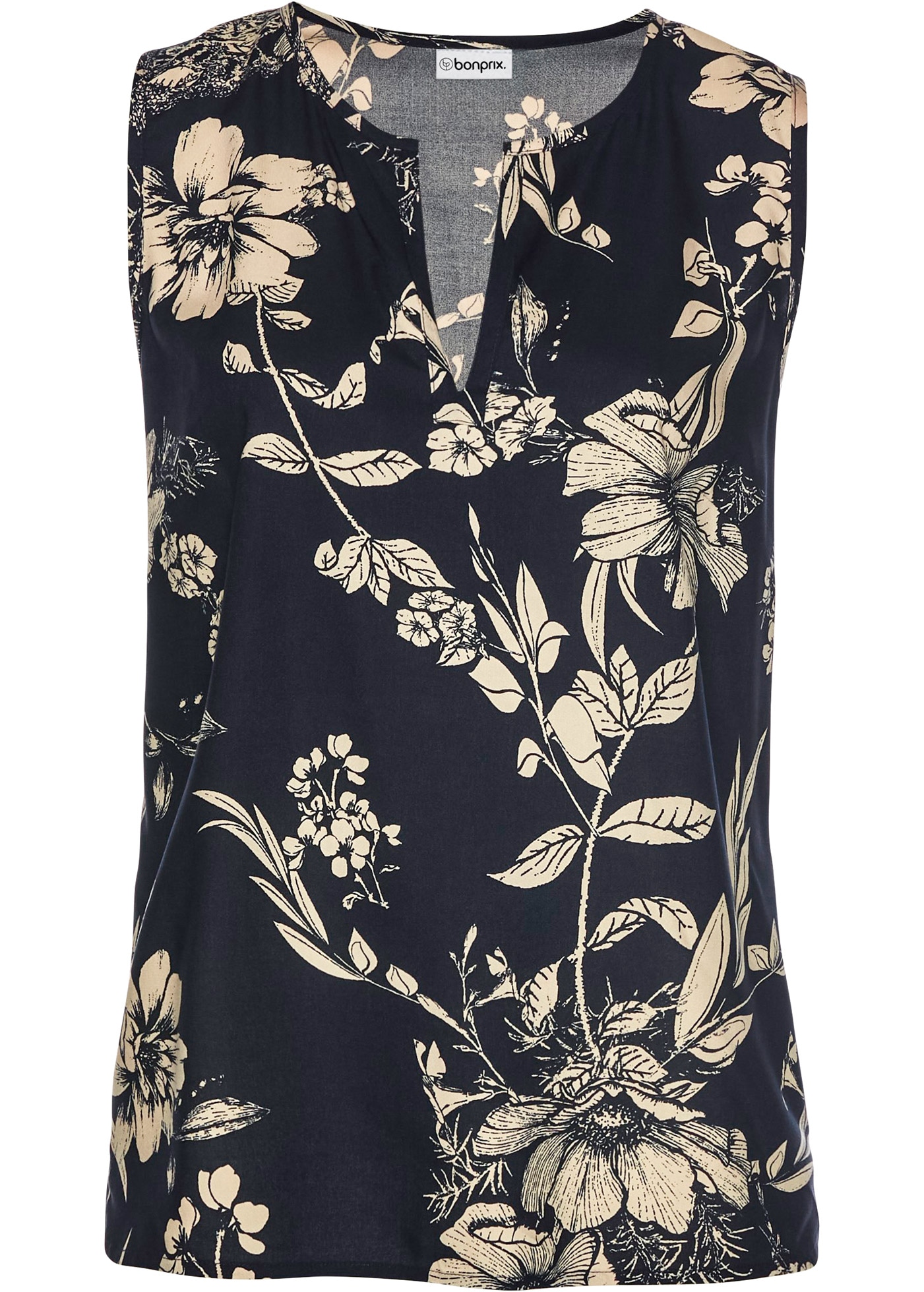 bonprix Shirttop figurumspielende Passform, ohne Ärmel, mit kleinen Seitenschlitzen