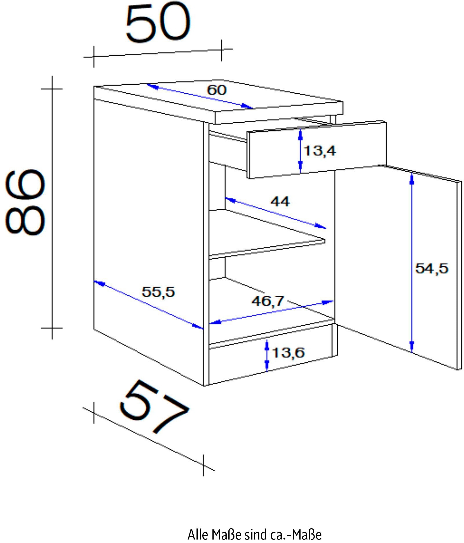 Rechnung x 50 (B 86 auf x x Unterschrank Flex-Well x »Florenz«, H 60 T) cm bestellen