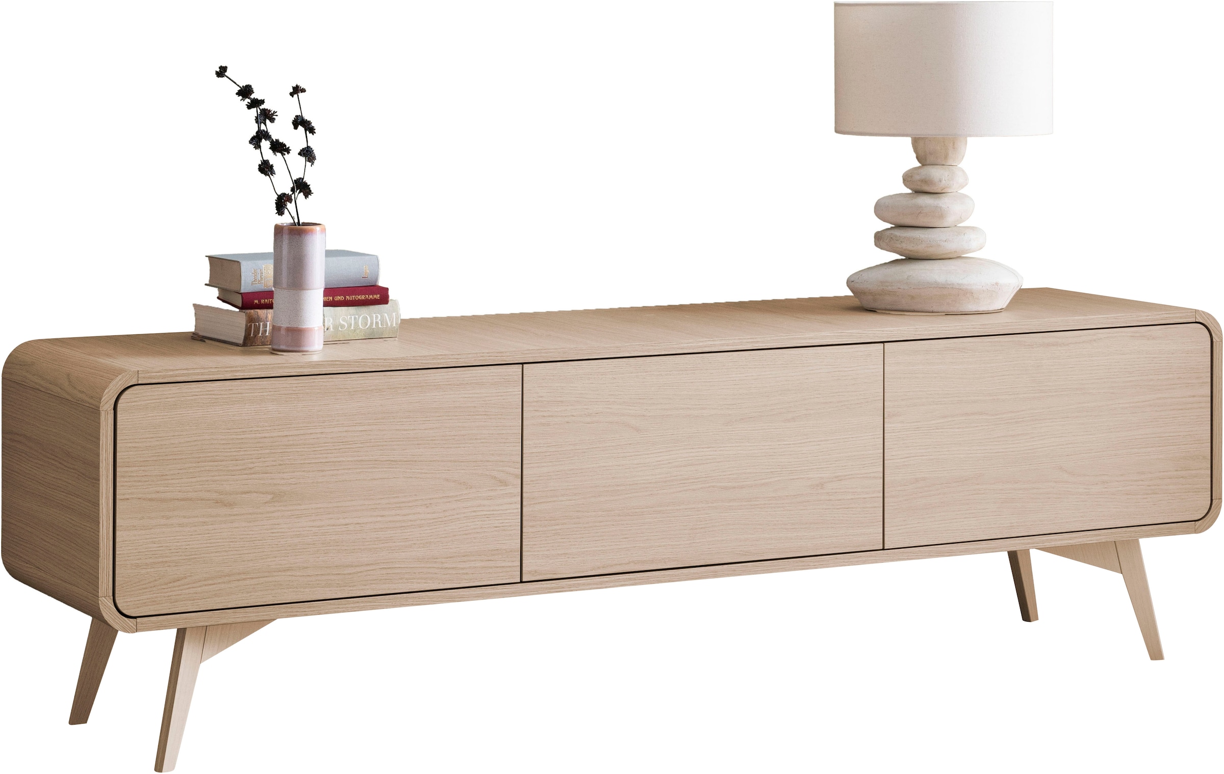 Home affaire Lowboard »Torsby, moderner TV-Schrank, Kommode in Eiche Natur, TV-Unterschrank« abgerundete Ecken, ausreichend Stauraum, vielseitig einsetzbar