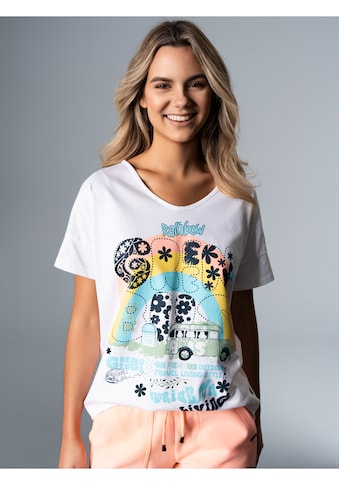T-Shirt »TRIGEMA Oversized T-Shirt mit buntem Hippie-Print«, (1 tlg.)