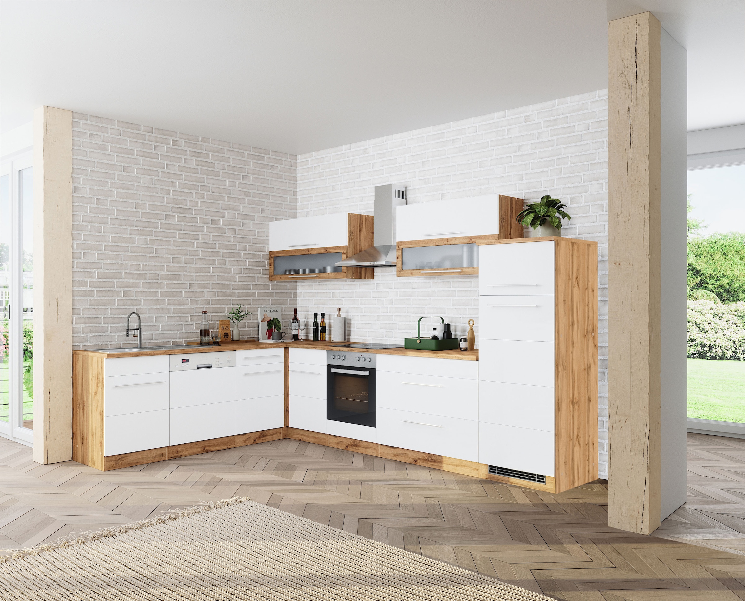 Kochstation Küche »KS-Wien«, Stellbreite 220 x 330 cm, wahlweise mit E-Geräten