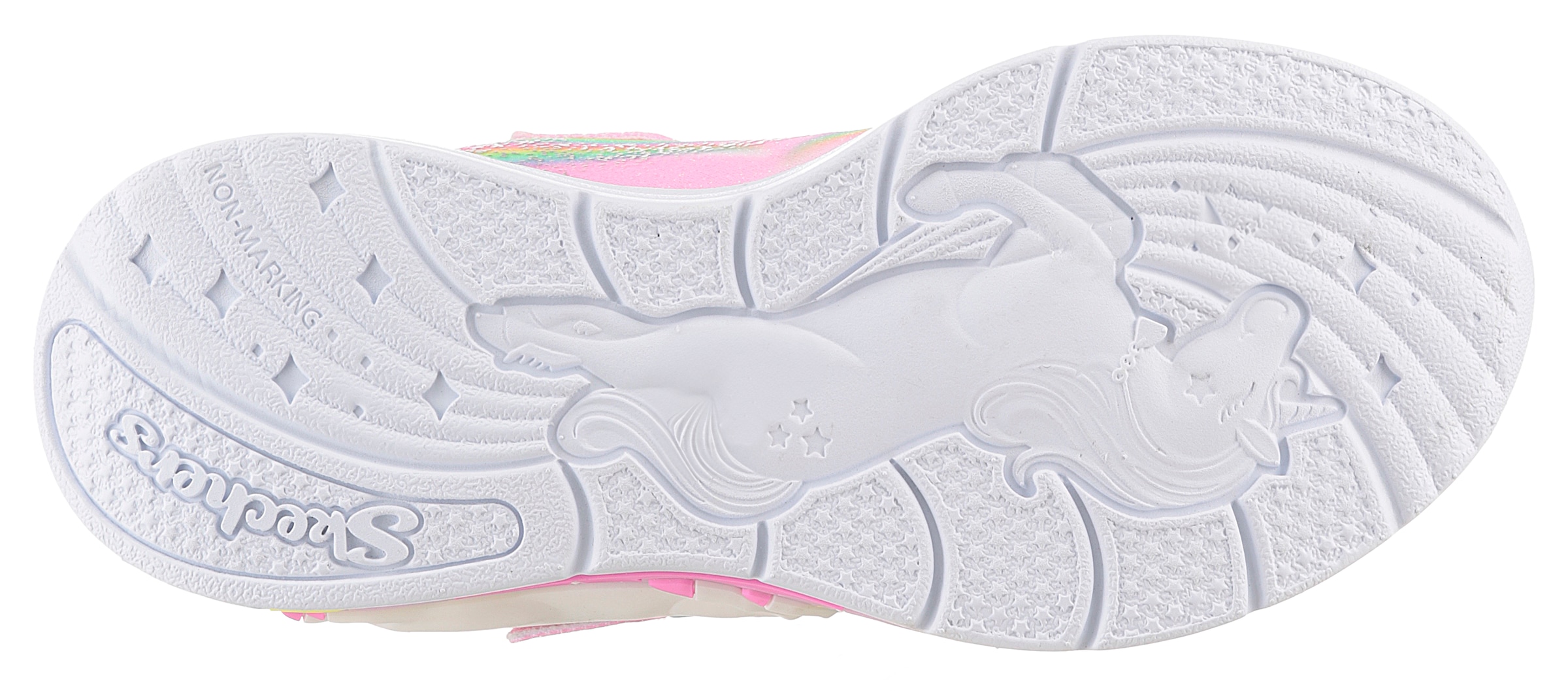 Skechers Sneaker »UNICORN CHASER«, Glitzer,-Blinkschuh zum Schlupfen, Größenschablone zum Download