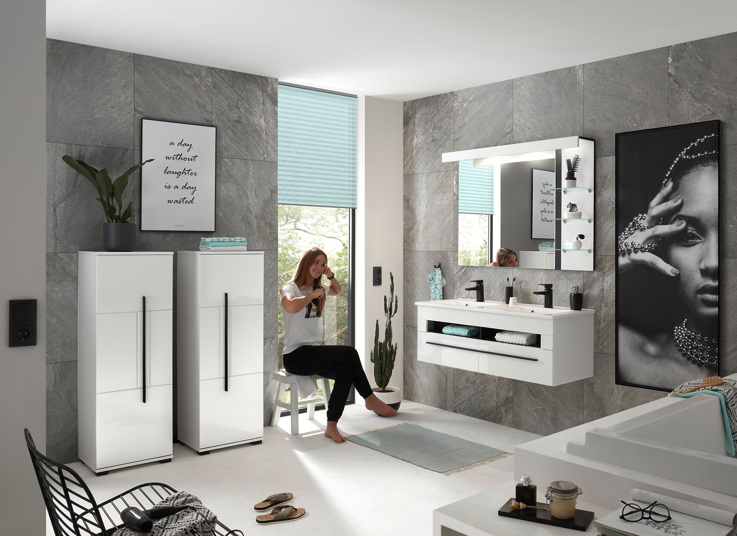 Home affaire Badmöbel-Set »Cantara, Bad im modernen Design, 4-teiliges Badezimmer« Set, 4 Stk. tlg.