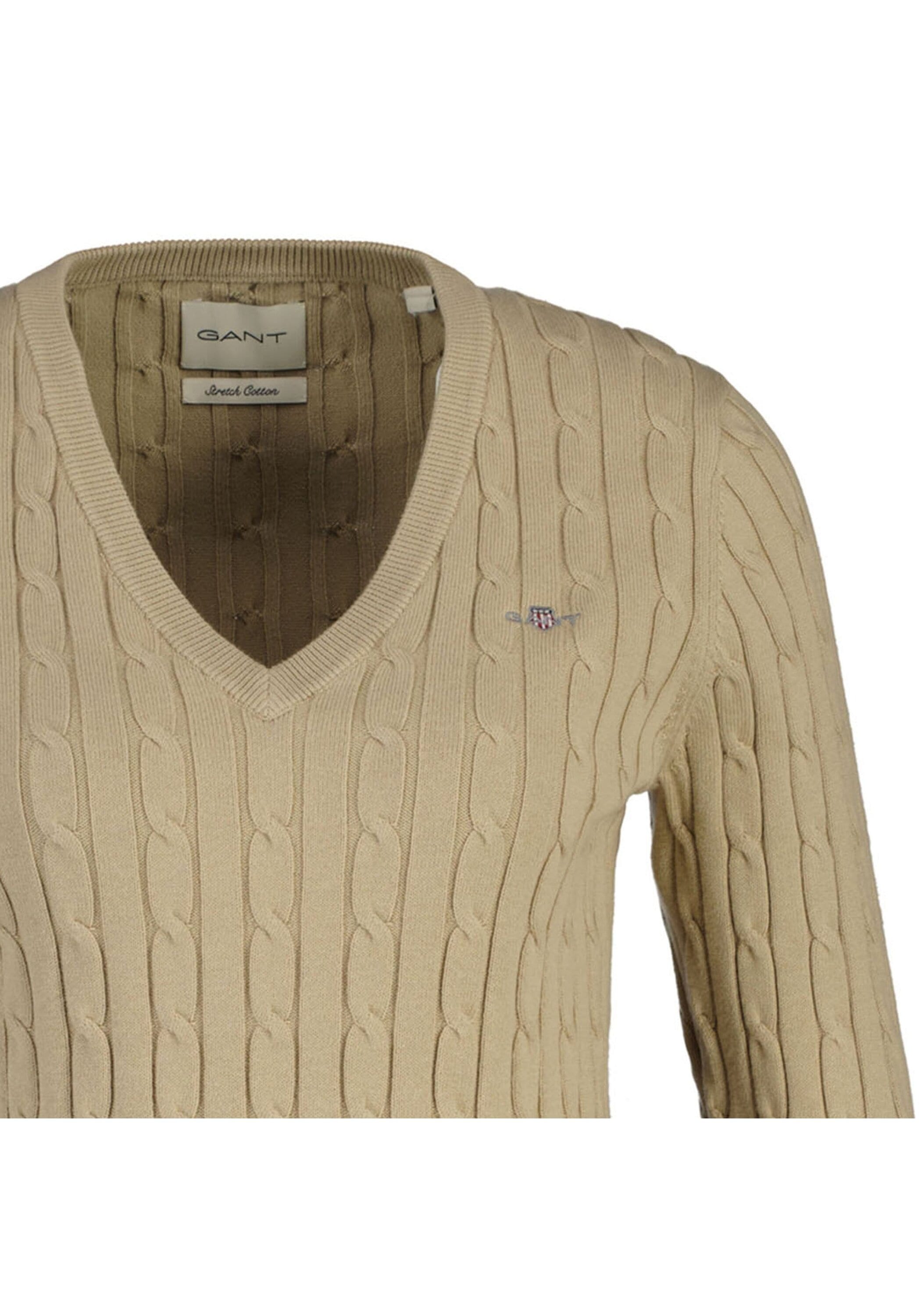 Gant Sweater »Strickpullover STRETCH COTTON CABLE V-NECK«
