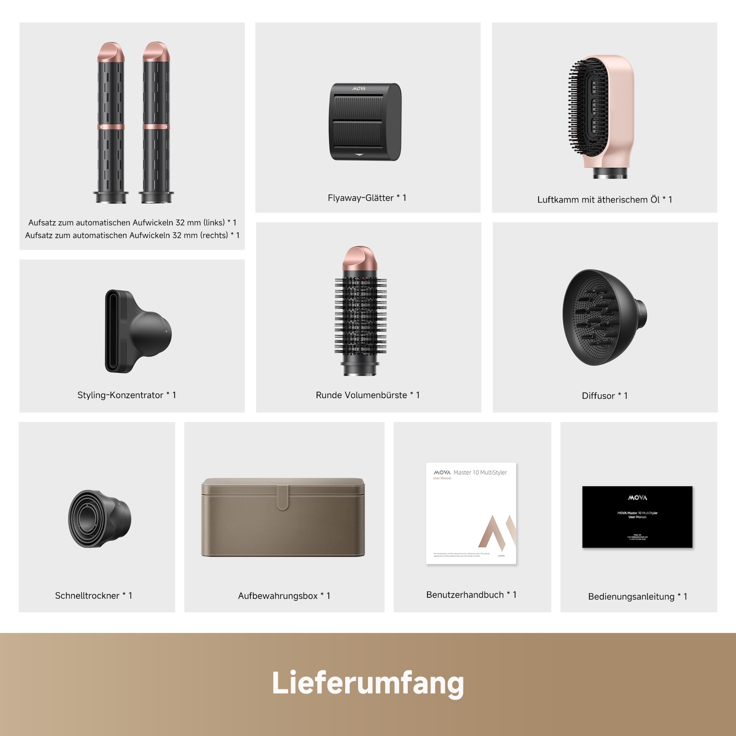 Mova Haartrockner »Master 10« 1.600 W 8 Aufsätze 4 Temperaturstufen, einfaches Wechseln vom Haartrockner zum Styler