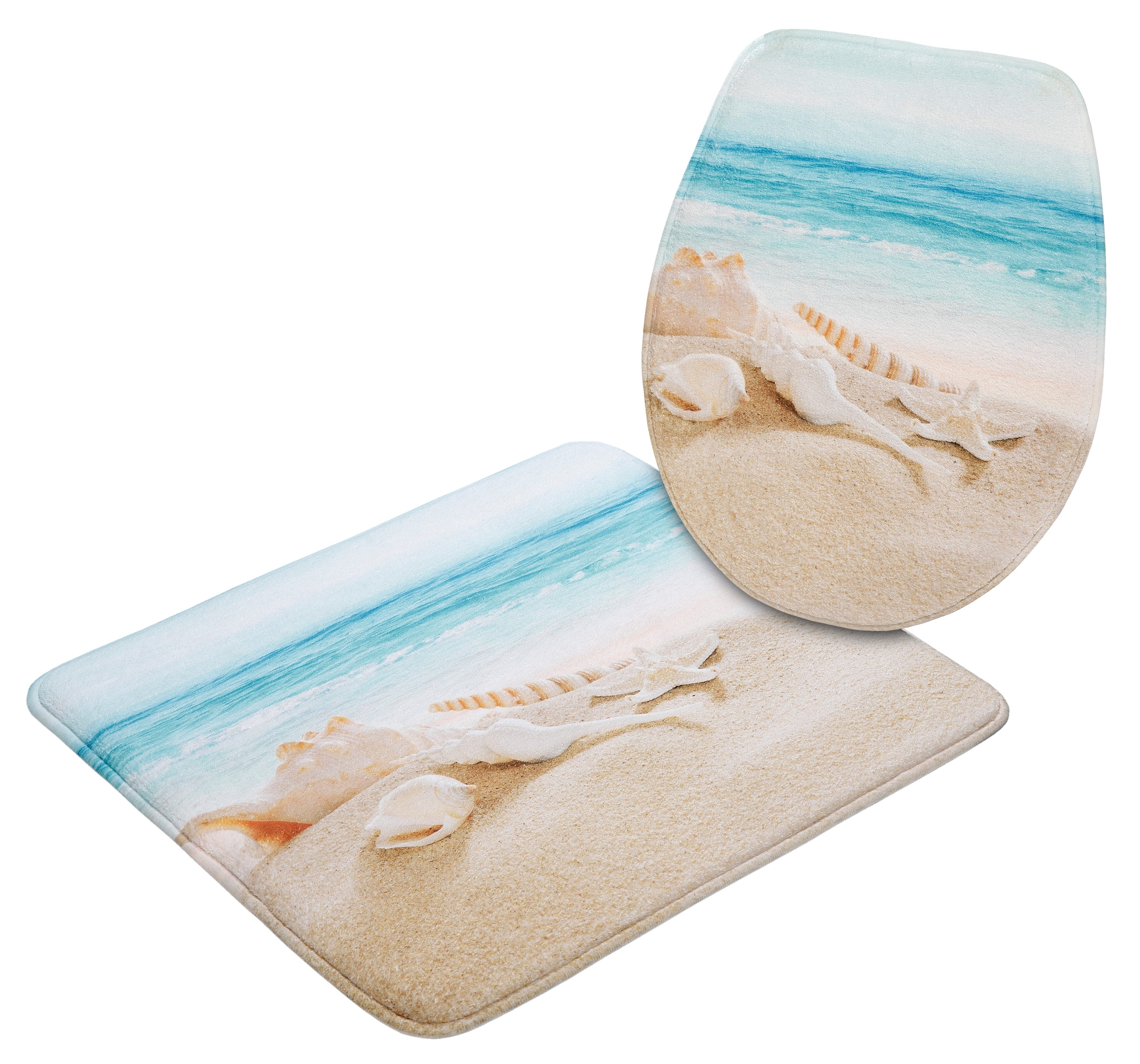 my home Badematte »Strand«, Memory Schaum, fußbodenheizungsgeeignet-schnell trocknend, mit Strand-Motiv, Badematten auch als 2 teiliges Set erhältlich