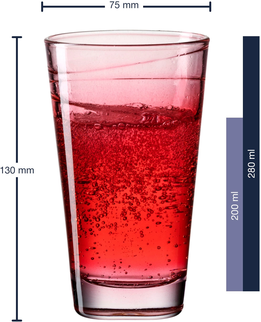 LEONARDO Longdrinkglas »VARIO STRUTTURA«, (Set, 6 tlg.), 280 ml, 6-teilig