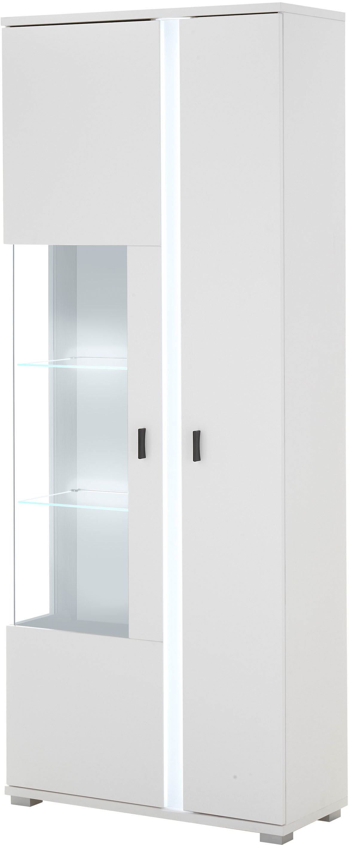 INOSIGN Vitrine »LONG ISLAND, Stauraumvitrine«, (1 St.), in moderner Trendfarbe,inklusive senkrechter Beleuchtung,Breite 80 cm