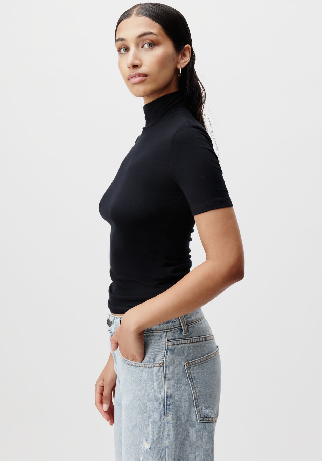 LeGer T-Shirt »Larina«, figurbetont, Stehkragen
