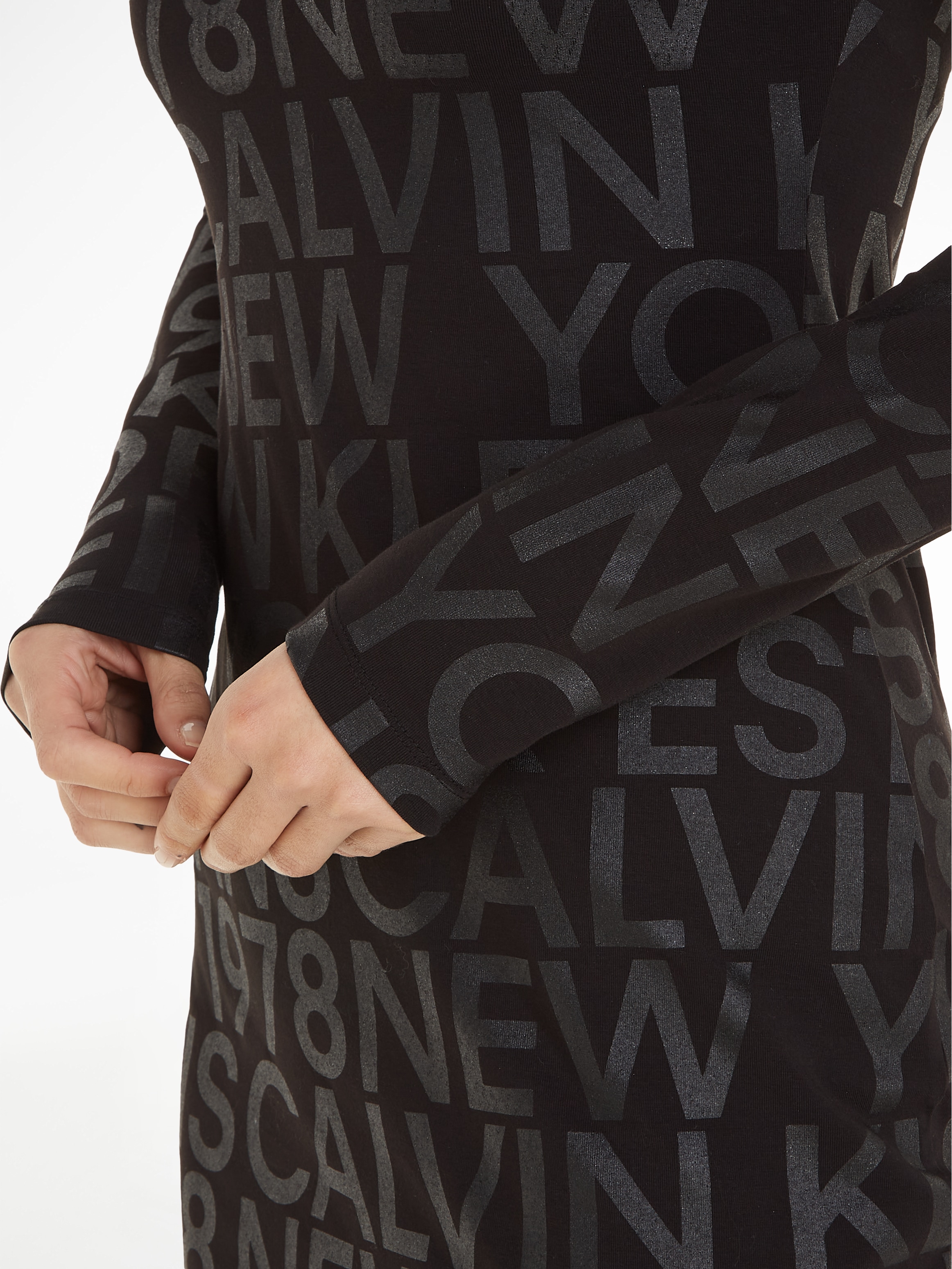 Calvin Klein ♕ AOP SLEEVE DRESS« LONG Jeans Minikleid bei »LOGO