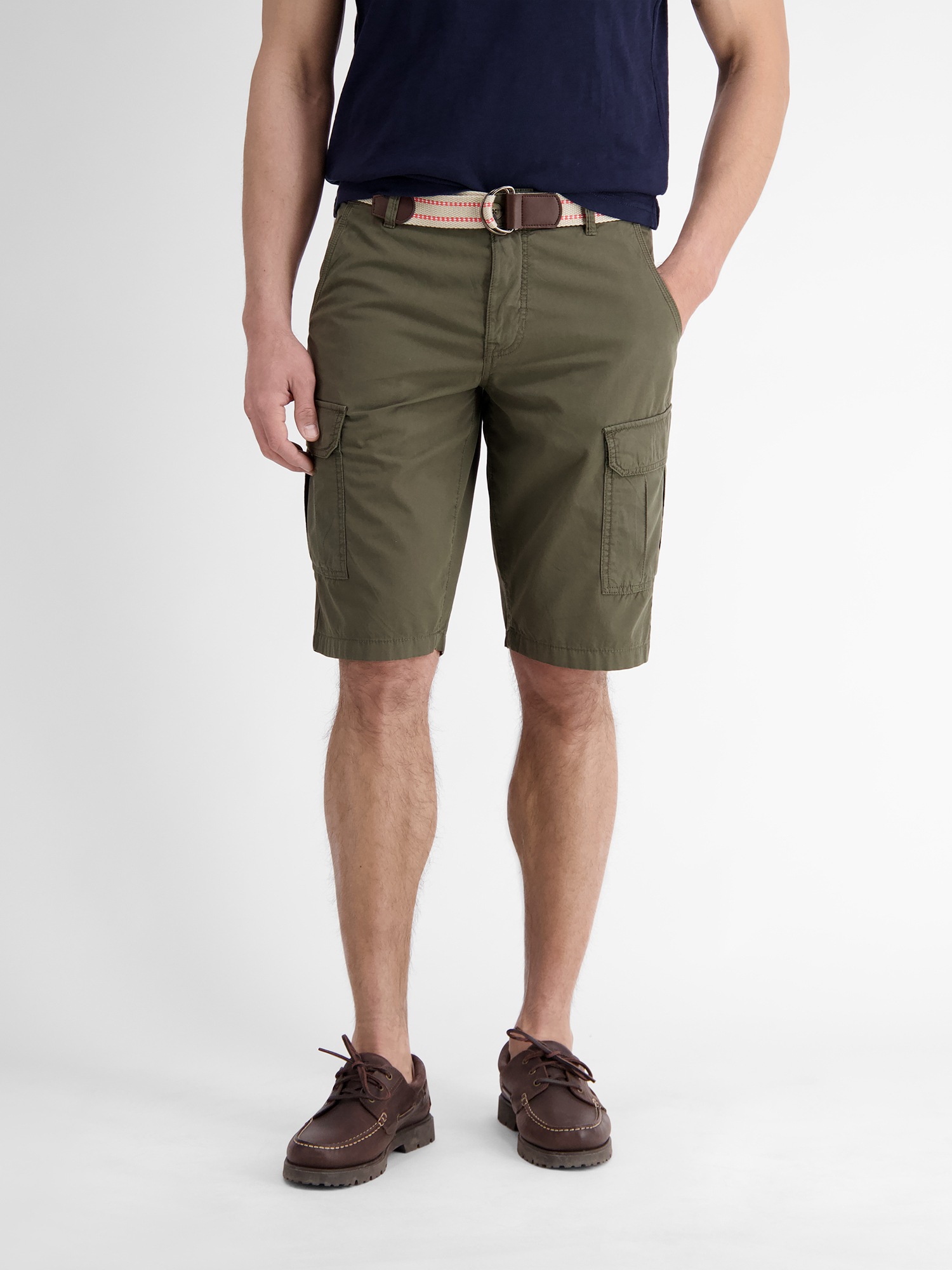 LERROS Bermudas »Cargo-Bermuda mit Gürtel«  Bequem geschnittene Bermuda für den Sommer, Einfarbig, 100% Baumwolle