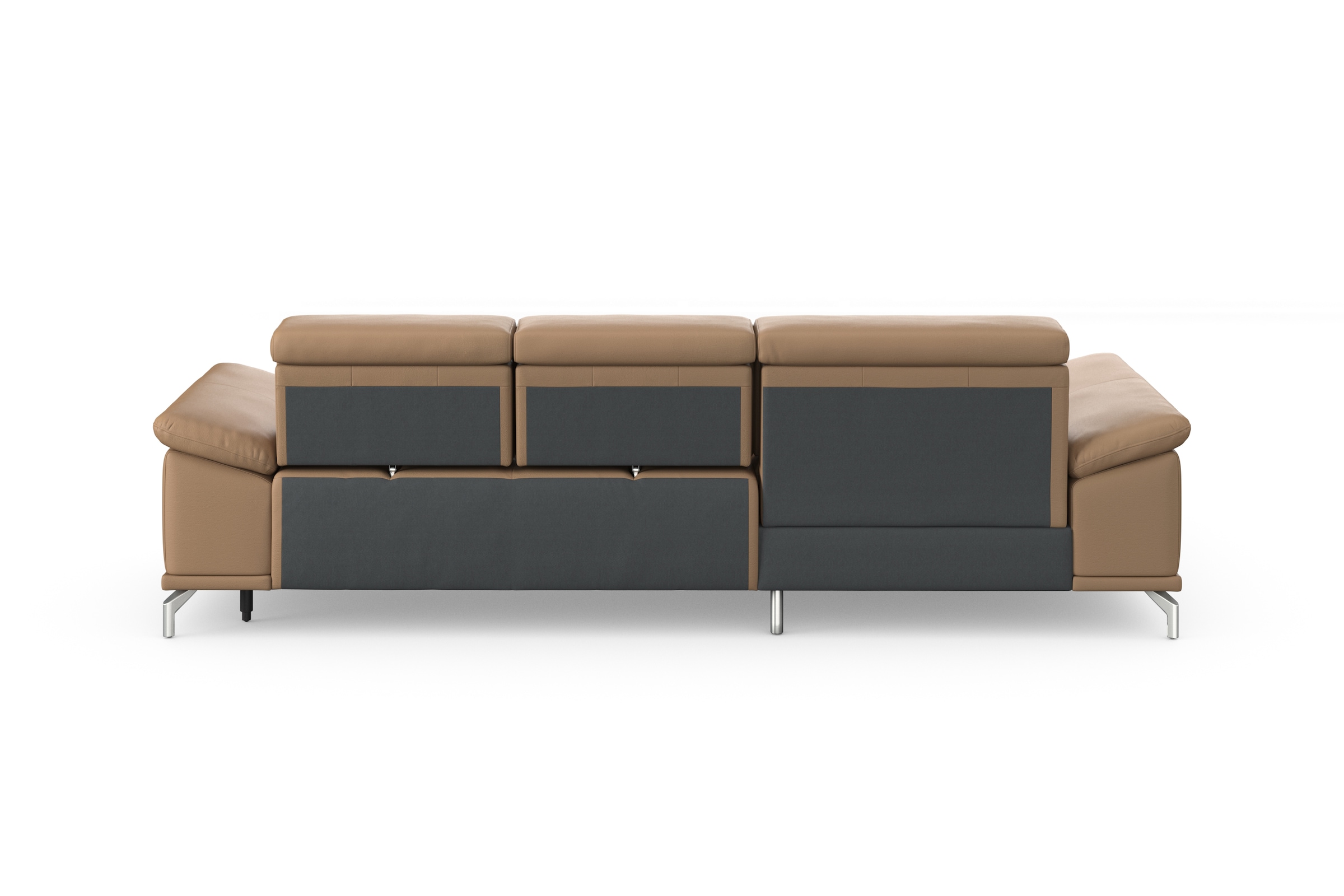 sit&more Ecksofa »Cabrio L-Form, mit Sitztiefenverstellung, Arm- und Kopfteilverstellung«, 2 Nierenkissen, Federkern, optional Bettfunktion und Stauraum