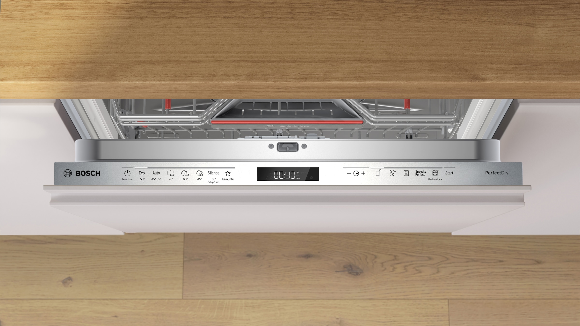 BOSCH vollintegrierbarer Geschirrspüler Serie 6 »SMV6ZCX25E« 14 tlg. Maßgedecke Time Light - Restzeit wird auf Küchenboden projiziert