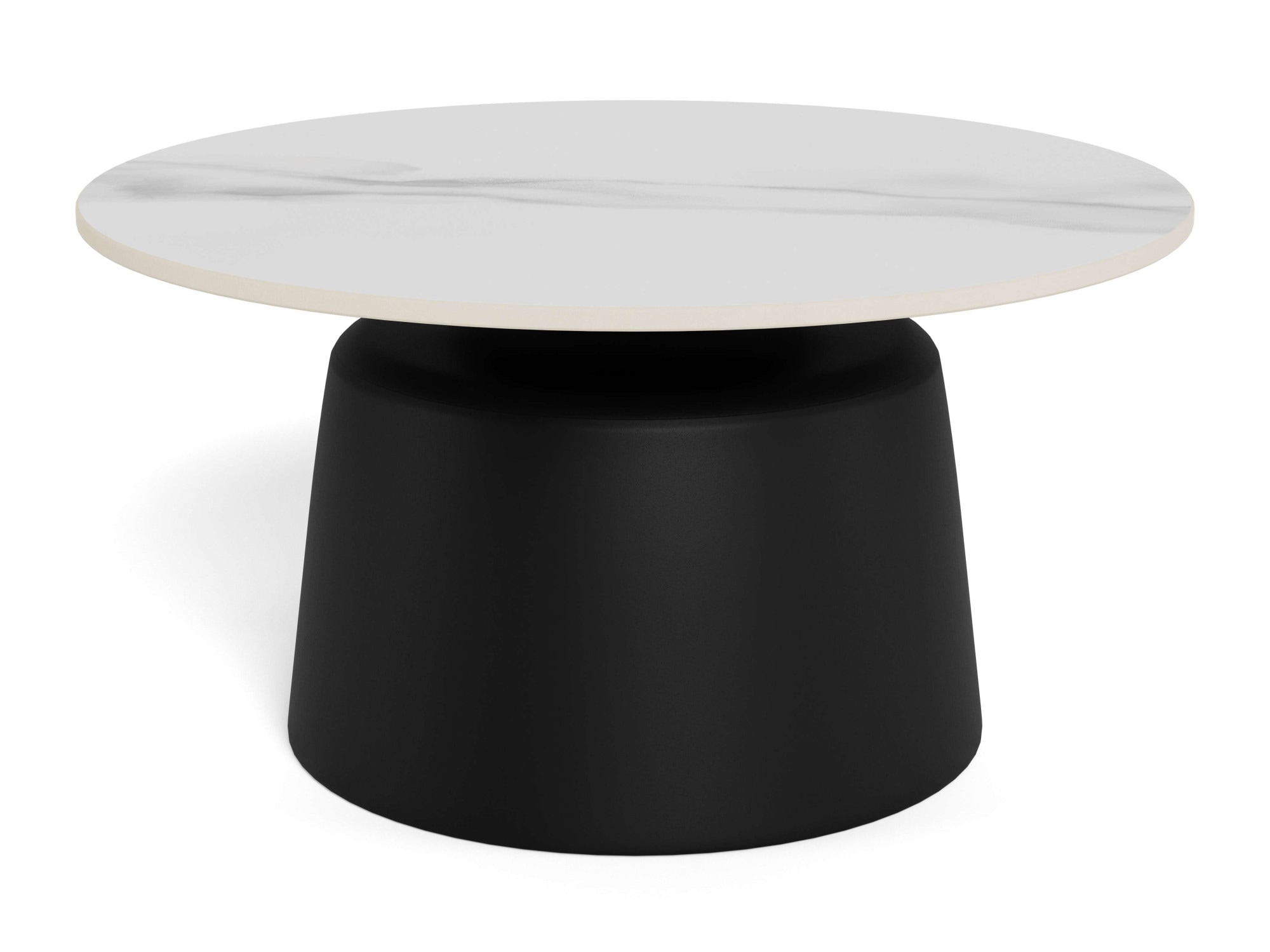 ACTONA GROUP Couchtisch »Santorini Kaffetisch - modern & stilvoll mit langlebiger Keramikplatte« Weiße Keramik, schwarzes Stahlgestell, langlebig. Ø: 70 cm