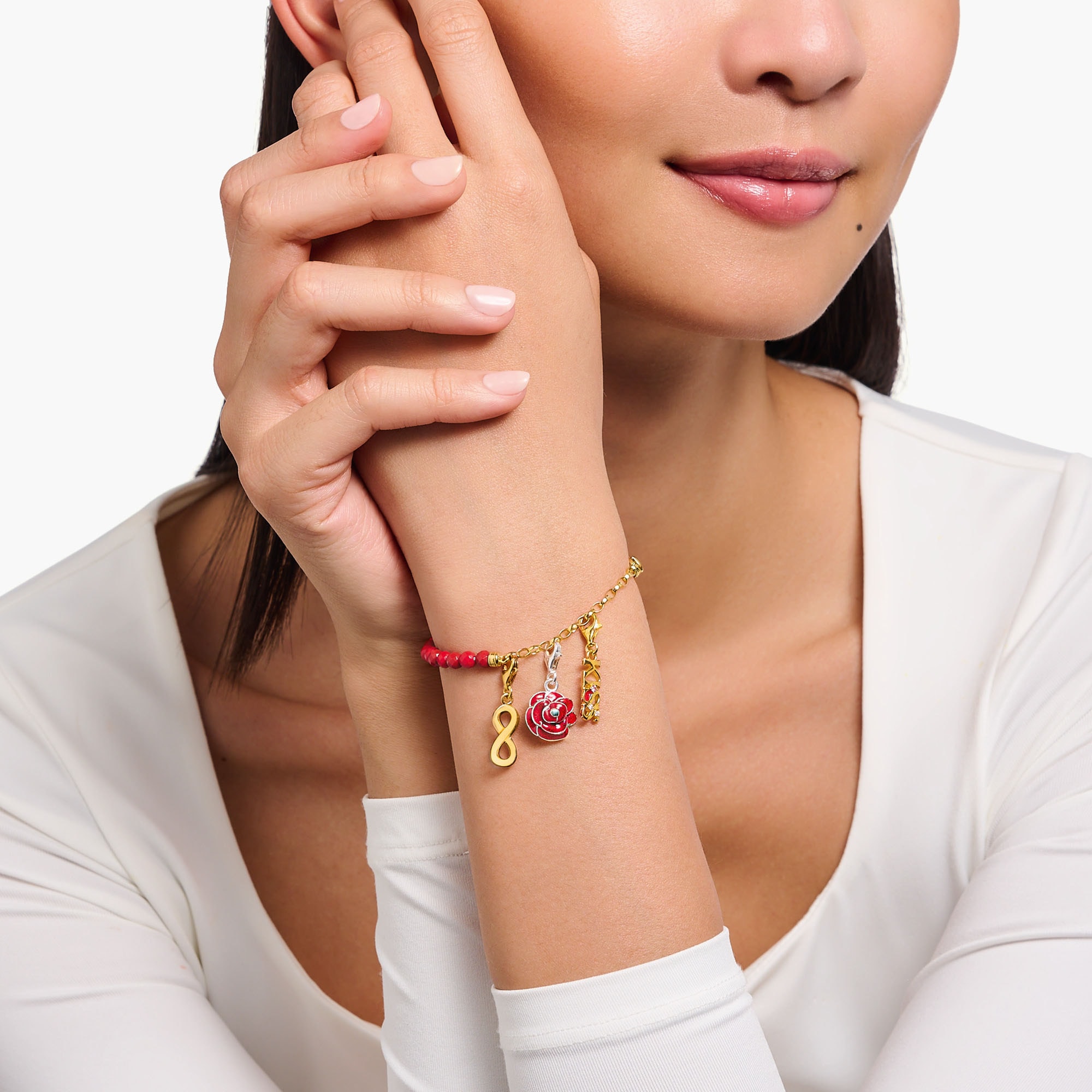 THOMAS SABO Charm-Einhänger »rote Rose«