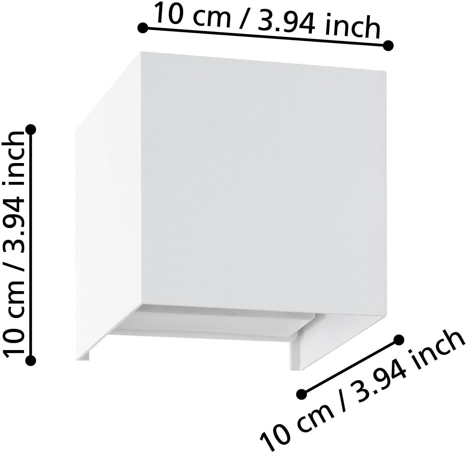 EGLO Wandleuchte »Valmontone Wandlampe,innen, Würfel, indirekte Up und Down Beleuchtung« LED-Modul 1 Stk. Warmweiß Wand-/Deckenleuchte - L10 x H10 x AL10 cm - weiß - 2X1,5W inkl.