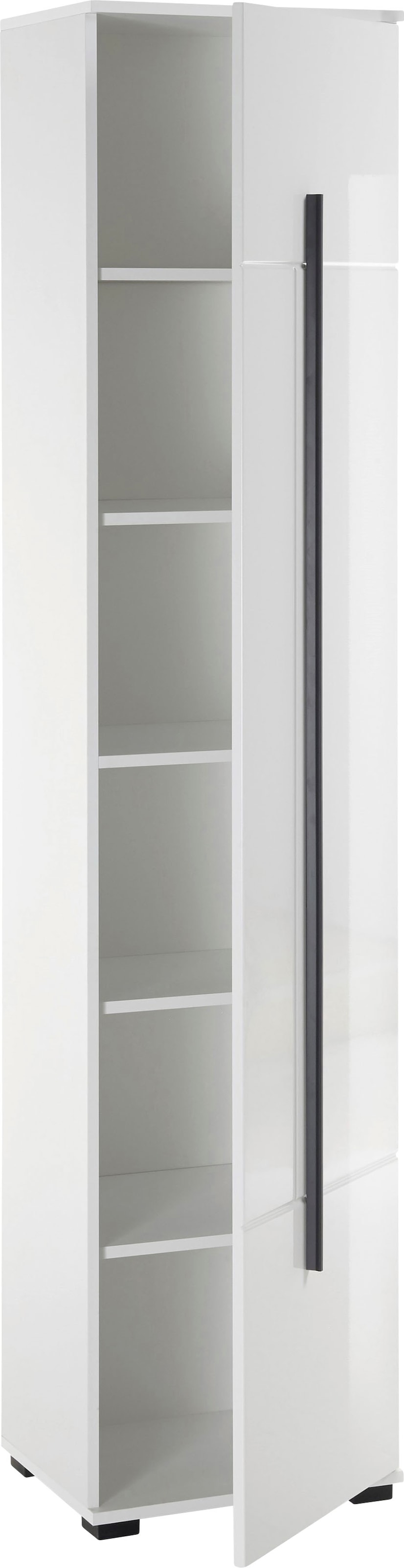 Home affaire Hochschrank »Cantara, Badschrank in Hochglanz Weiß, Hochschrank im modernen Design« mit schwarzen Griffen, ausreichend Stauraum