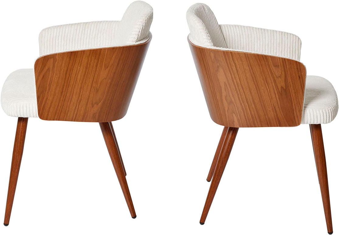 Jahnke Schalenstuhl »CHIC SIT DUO« (Set) 2 Stk.edles Design,Massivholz-Rückenteil,Armlehnen,Metallgestell in Holzlook