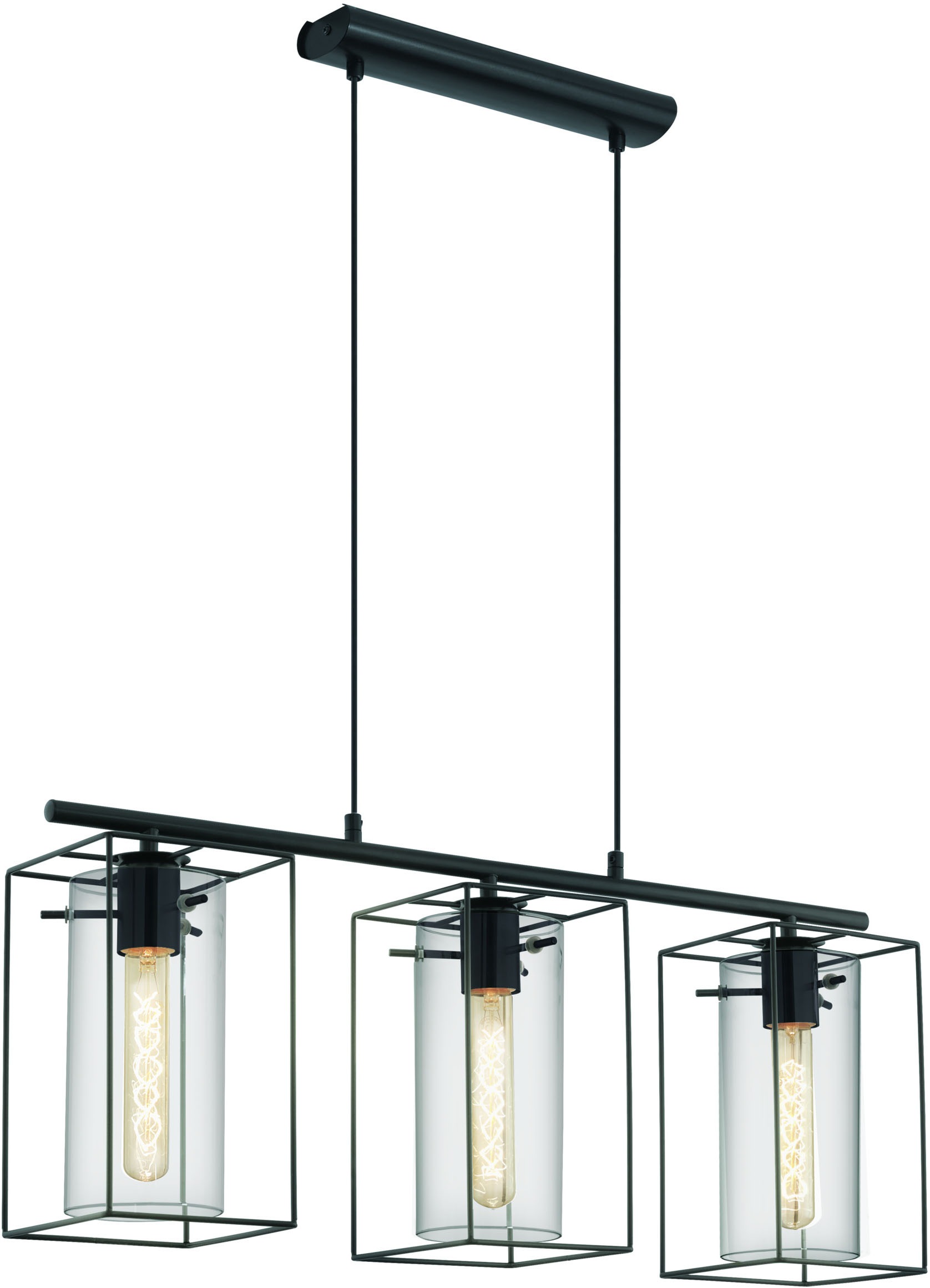 EGLO Hängeleuchte »LONCINO Pendellampe - Stahl - E27 - 3X60W - IP20« E27 1 Stk. Hängelampe, Deckenlampe, Wohnzimmer, Esszimmer, L74,5 x B15 x H110 cm