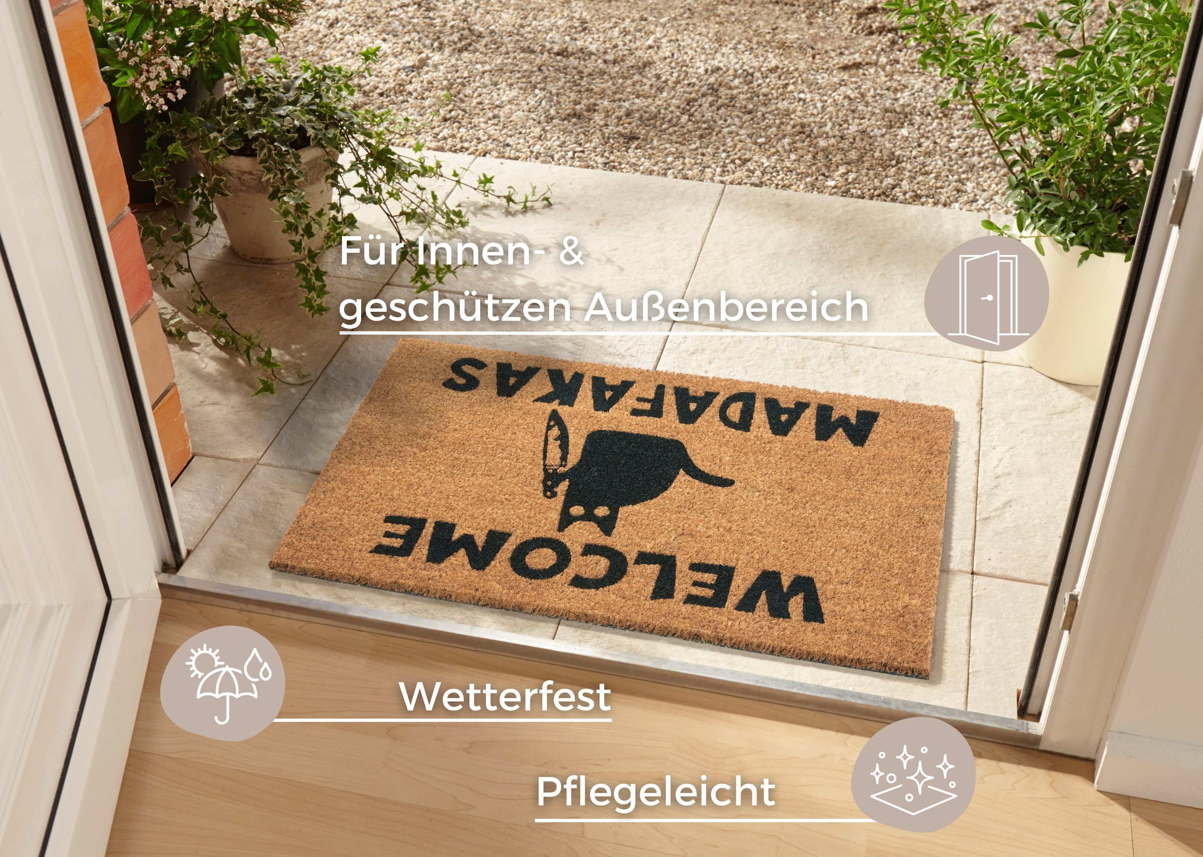 HANSE Home Fußmatte »Mix Mats  Kokos Welcome Madafakas, Türmatte« rechteckig 15 mm Höhe Kokos, Schmutzfangmatte, Outdoor, Rutschfest, Innen, Kokosmatte, Flur