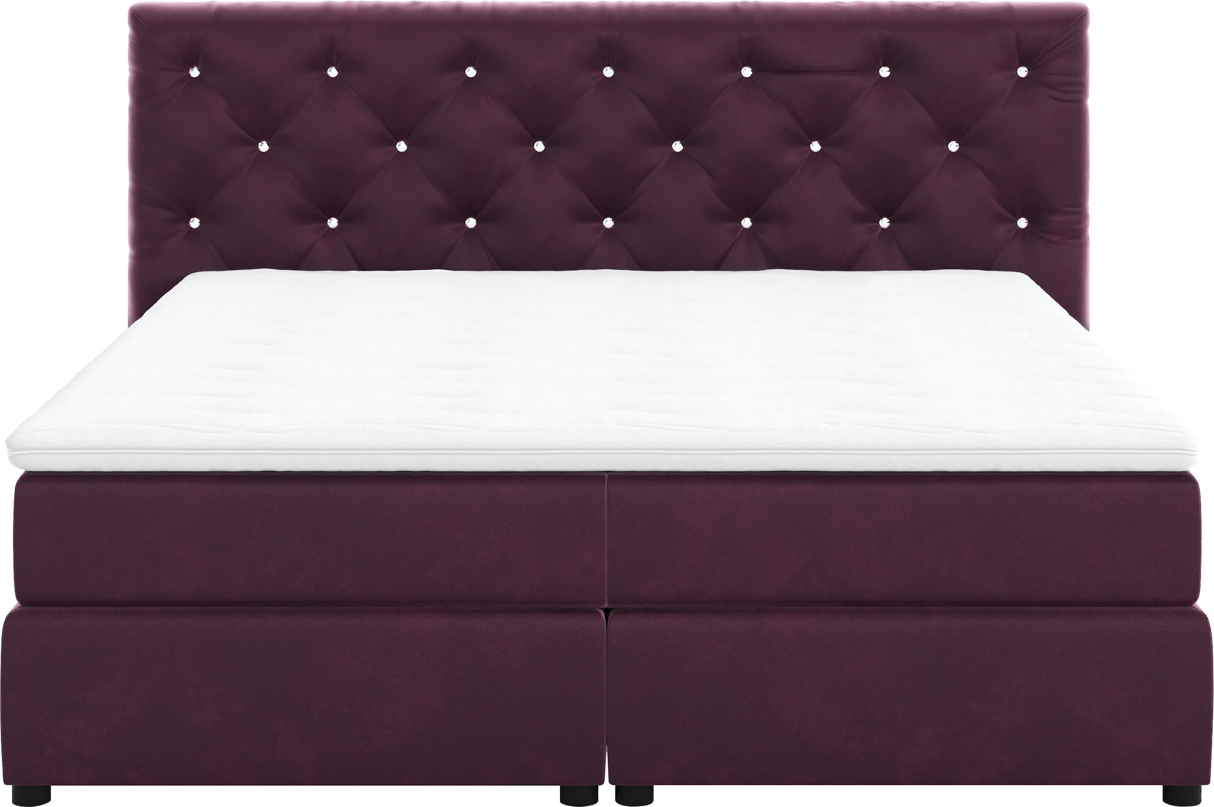 COTTA Boxspringbett »Castle«, mit Strasssteinen im Kopfteil, inkl. Topper
