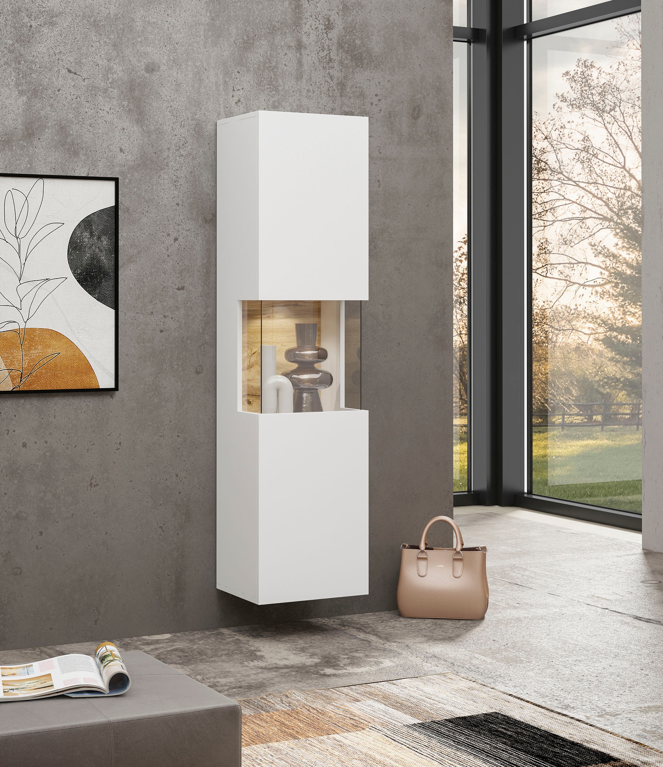INOSIGN Wohnwand »Ava, Wohnzimmer-Set hängend/stehend montierbar, Vitrine, Lowboard«, 3-tlg.