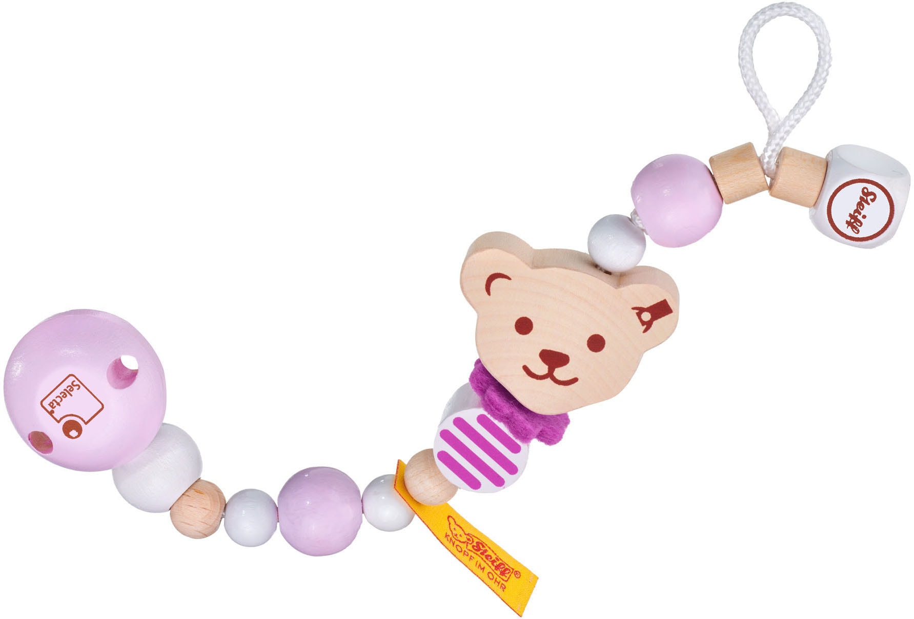 Selecta Schnullerbefestigung »Steiff by Selecta®, Schnullerkette, rosa«, Made in Germany