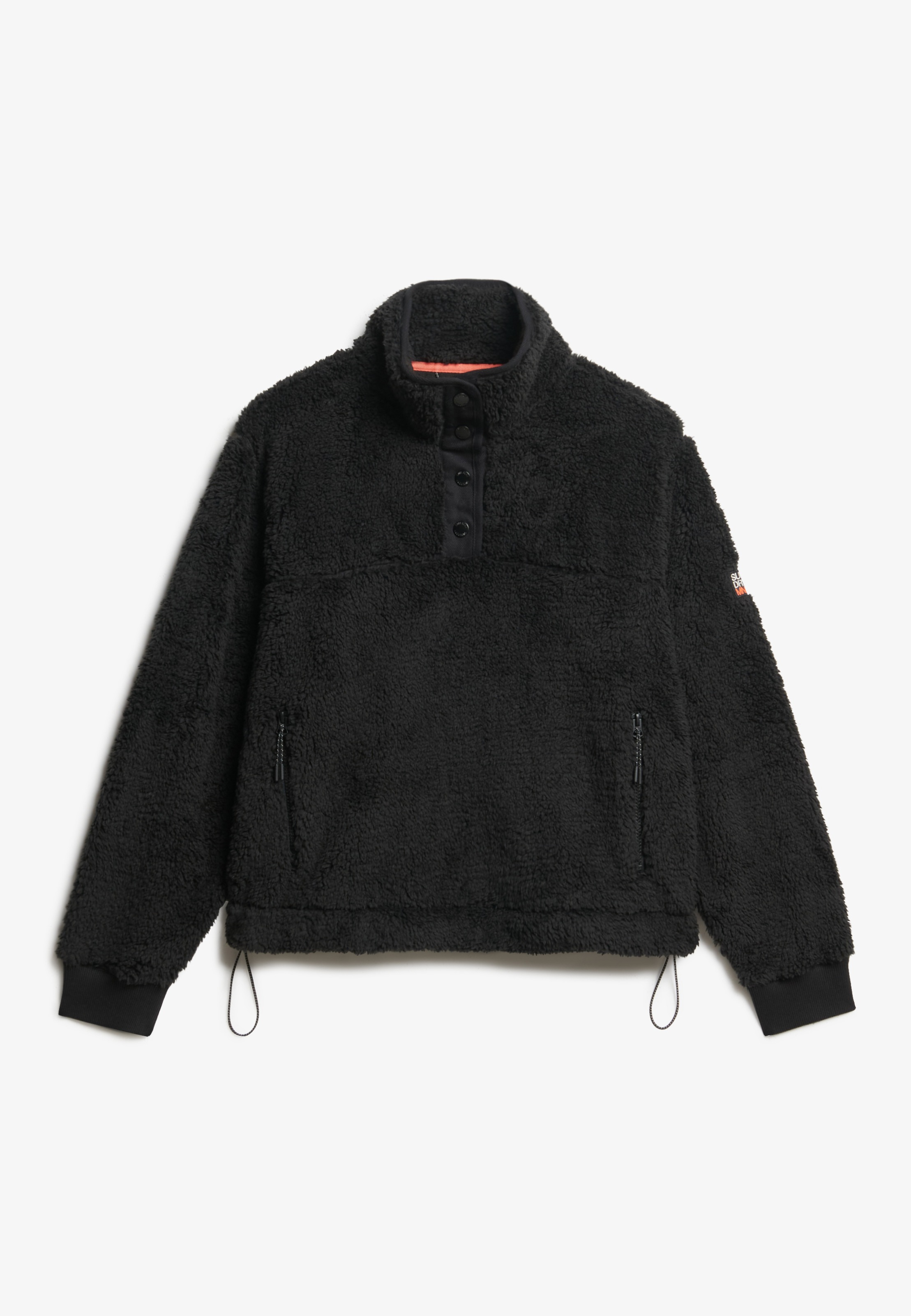 Superdry Fleecepullover »SUPER SOFT HENLEY«, mit Markenlabel, aus Polyester und Fleece, pflegeleicht
