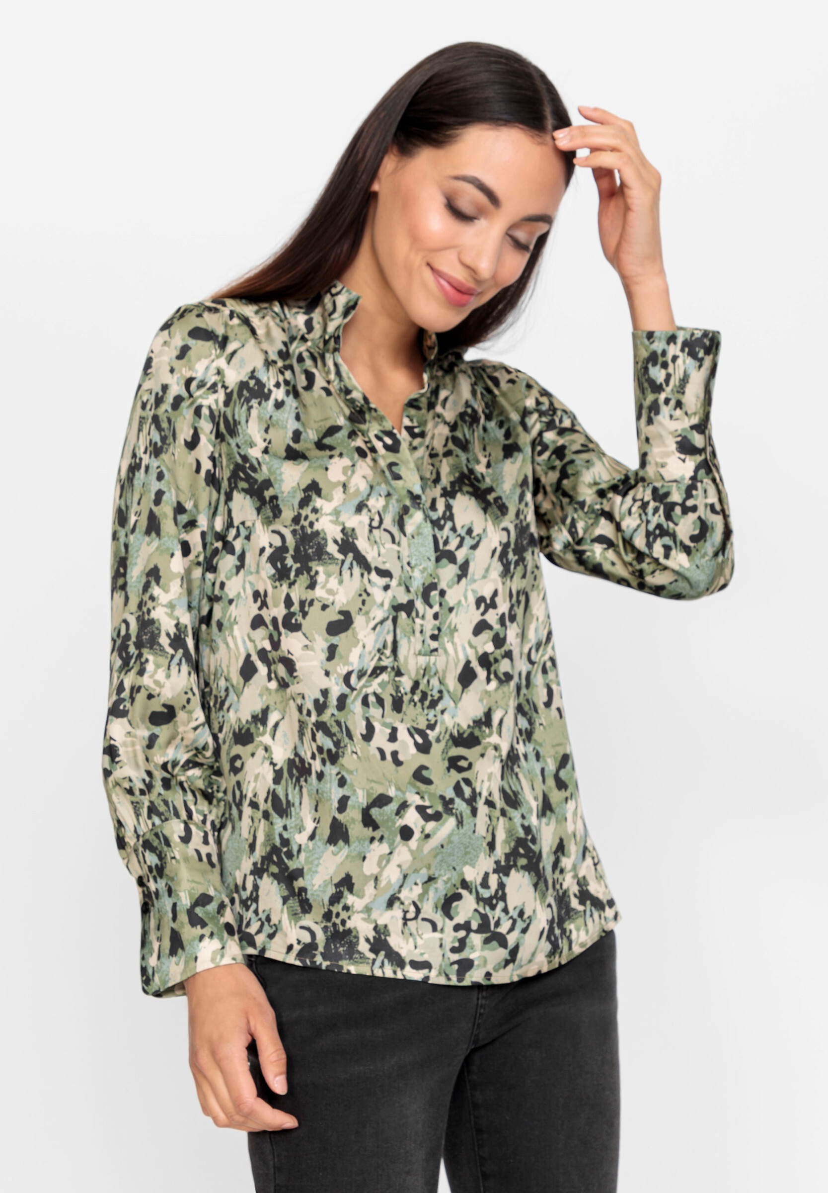 heine Klassische Bluse »Druckbluse Satinbluse mit Seitenschlitzen«