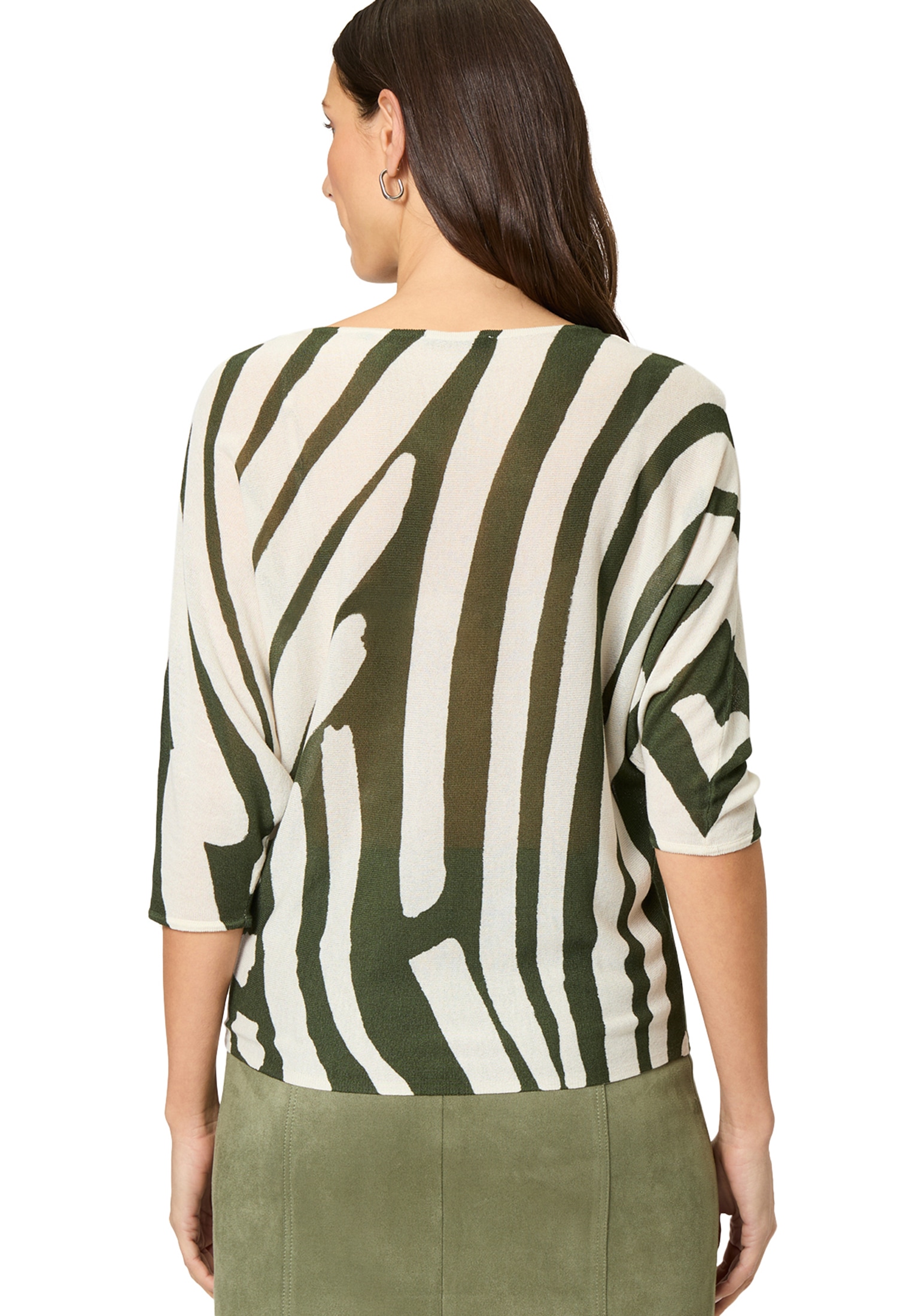 Zero Rundhalspullover »Oversized-Strickpullover mit Print«