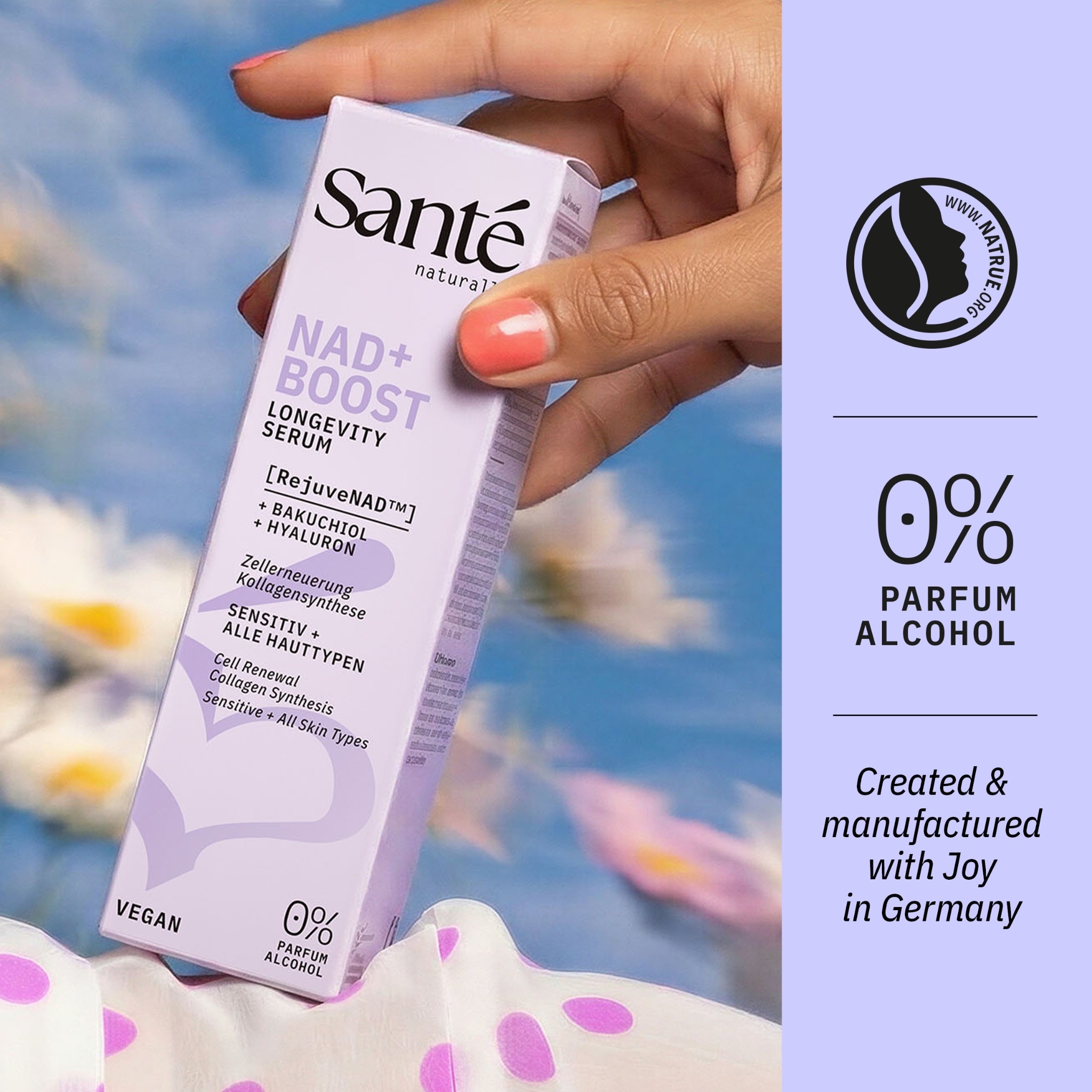 SANTE Gesichtsserum »NAD + BOOST LONGEVITY SERUM« mit RejuveNAD™, Bakuchiol und Kalpariane, flüssige Textur, vegan
