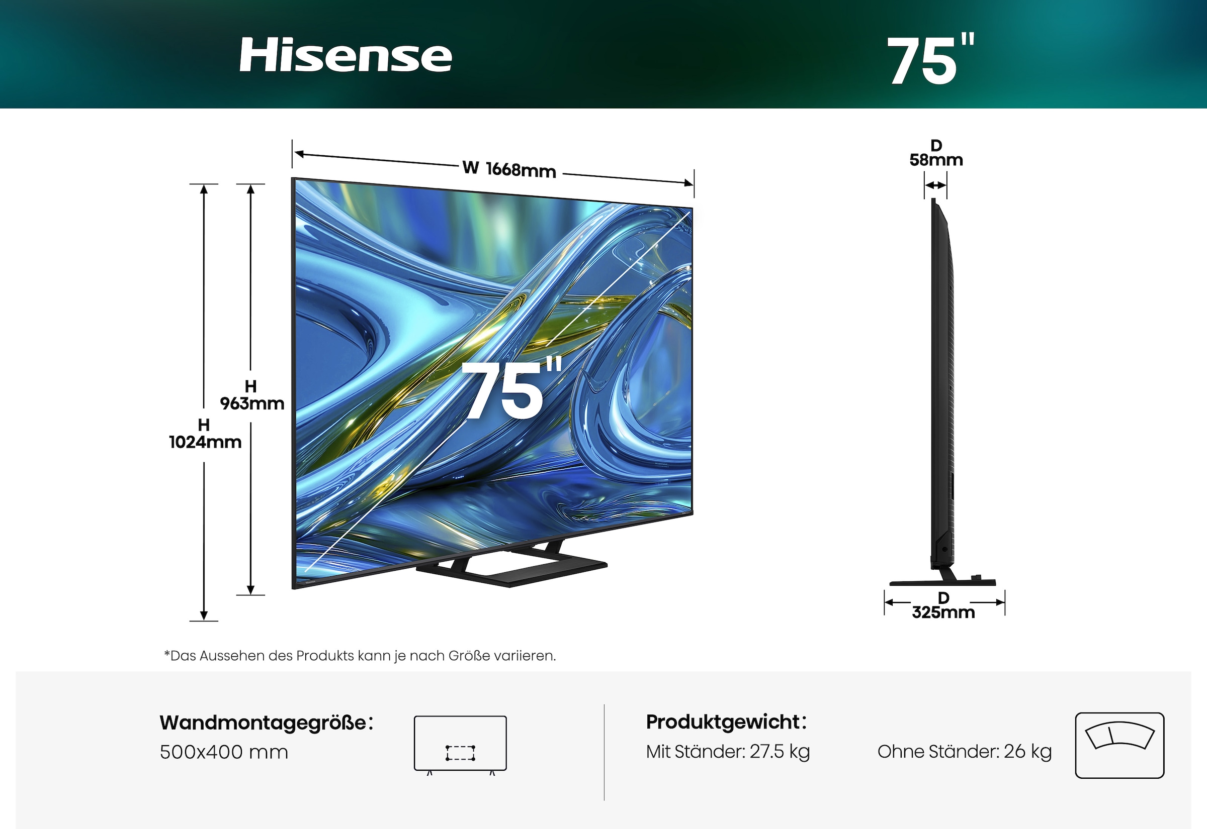 Hisense Mini-LED-Fernseher »75E8S« 189 cm/75 ″ Smart-TV