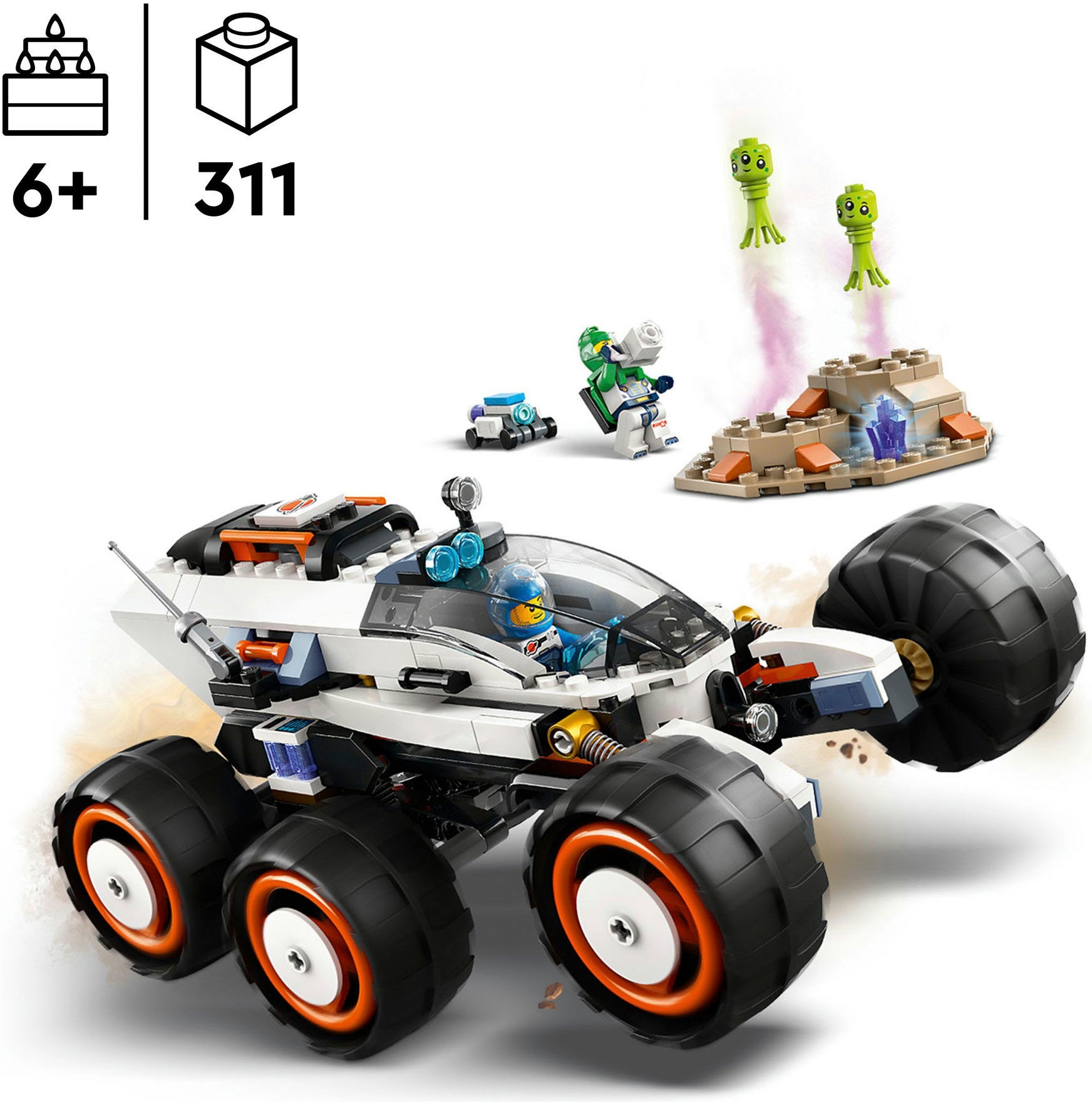 LEGO® Konstruktionsspielsteine »Weltraum-Rover mit Außerirdischen (60431), LEGO City«, (311 St.), Made in Europe
