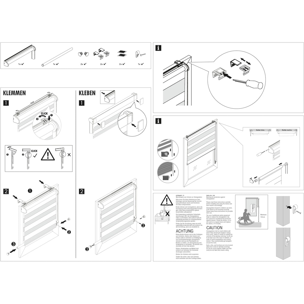 GARDINIA Doppelrollo »EASYFIX Duo Rollo Triangle«, Lichtschutz, ohne Bohren, segmentweise gewebter Stoff