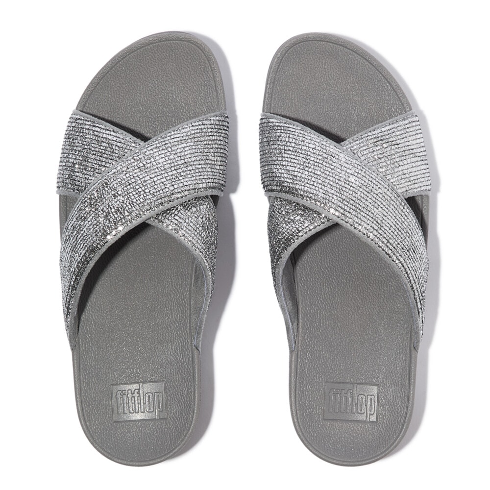 Fitflop Pantolette »LULU CRINKLED SHIMMER«, Slides, Badeschuh, Abendmode mit Glitter