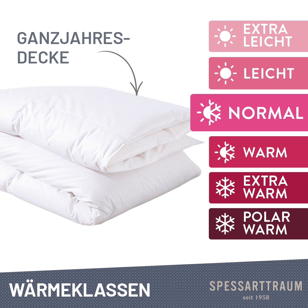 SPESSARTTRAUM Daunenbettdecke »Laax Bettdecke 135x200, 155x220 cm und viele weitere Größen«, normal, Füllung 100% Daunen, Bezug 100% Baumwolle, (1 St.), Bettdecken Ganzjahresbettdecke, Winter, Sommer