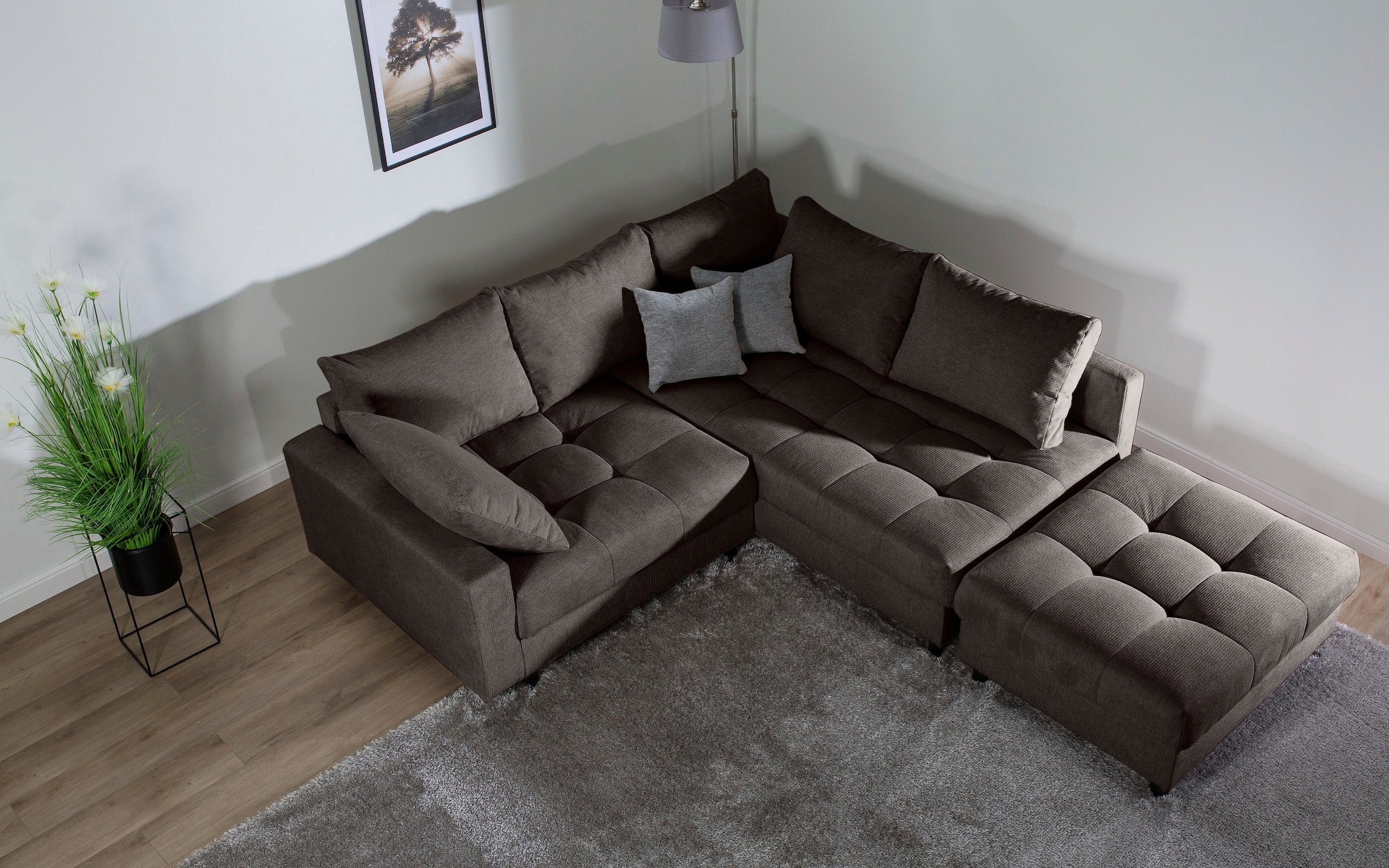 Home affaire Ecksofa »Toni L-Form«, Ottomane beidseitig montierbar, Federkern-Polsterung