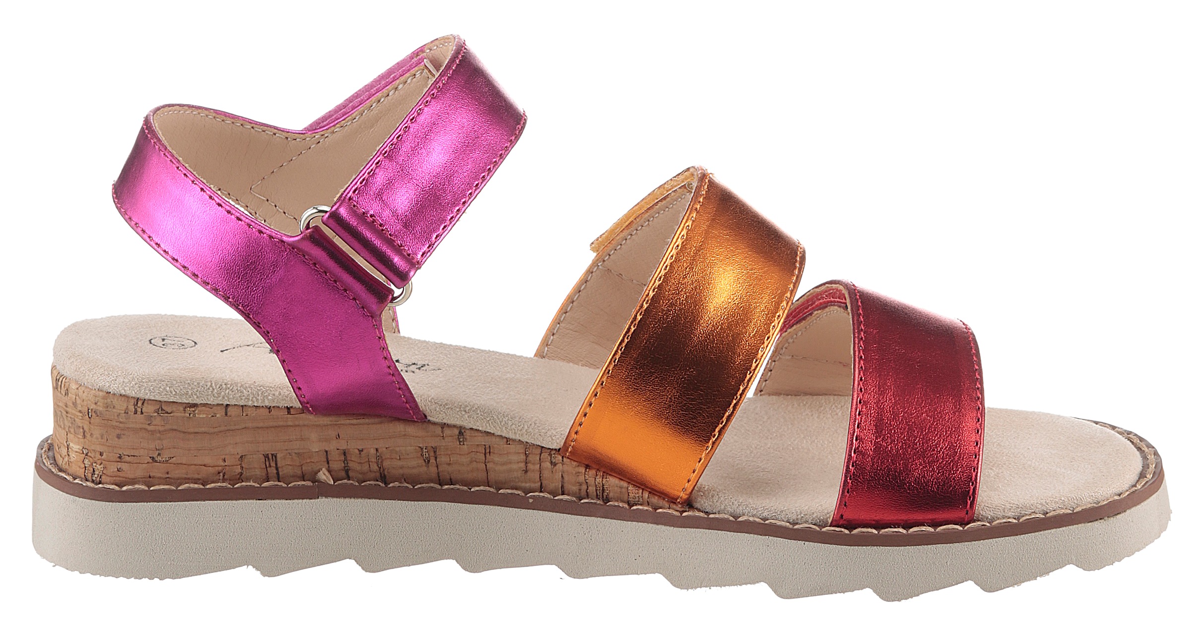 Aniston SHOES Keilsandalette  , Sandale, Sommerschuh, Klettschuh, Metallic-Optik - NEUE KOLLEKTION