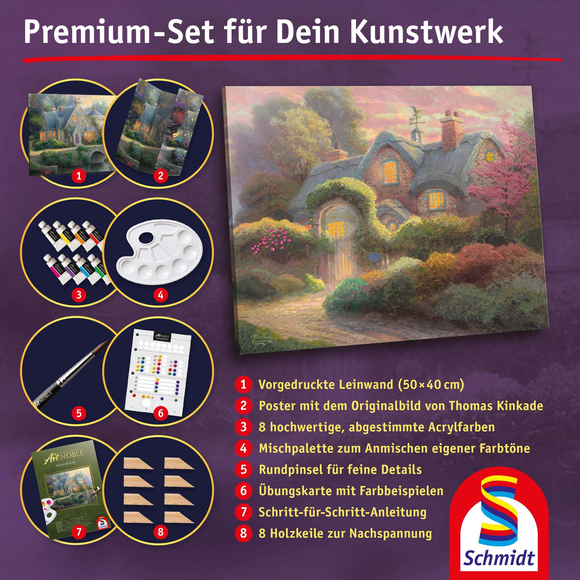 Schmidt Spiele Malvorlage »MyArtNoble, Thomas Kinkade, Malset Rosebud Cottage«