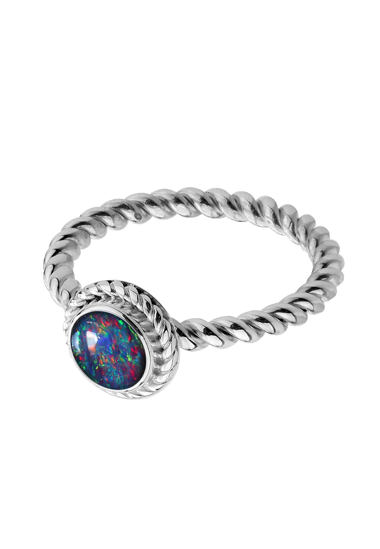 Nenalina Silberring »Ring Opal-Triplette Geburtsstein Oktober 925 Silber«