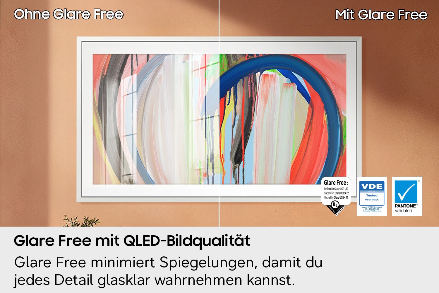 Samsung QLED-Fernseher »GQ43LS03HAU« 108 cm/43 ″ Smart-TV Art Mode Kunstwerken, Design wandbündig, Antireflexion mit Glare Free