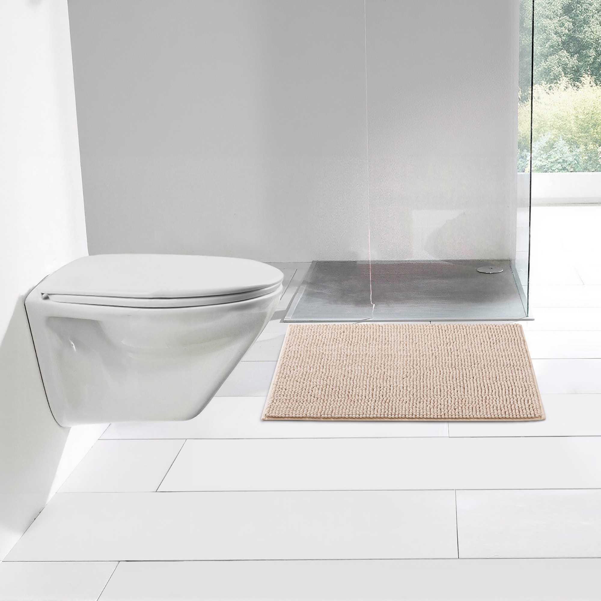 OTTO home Badematte »Vanessa Chenille, Badvorleger, Badezimmer Teppich, Duschvorleger« Höhe 15 mm fußbodenheizungsgeeignet | schnell trocknend | strapazierfähig Uni Farben, besonders weich