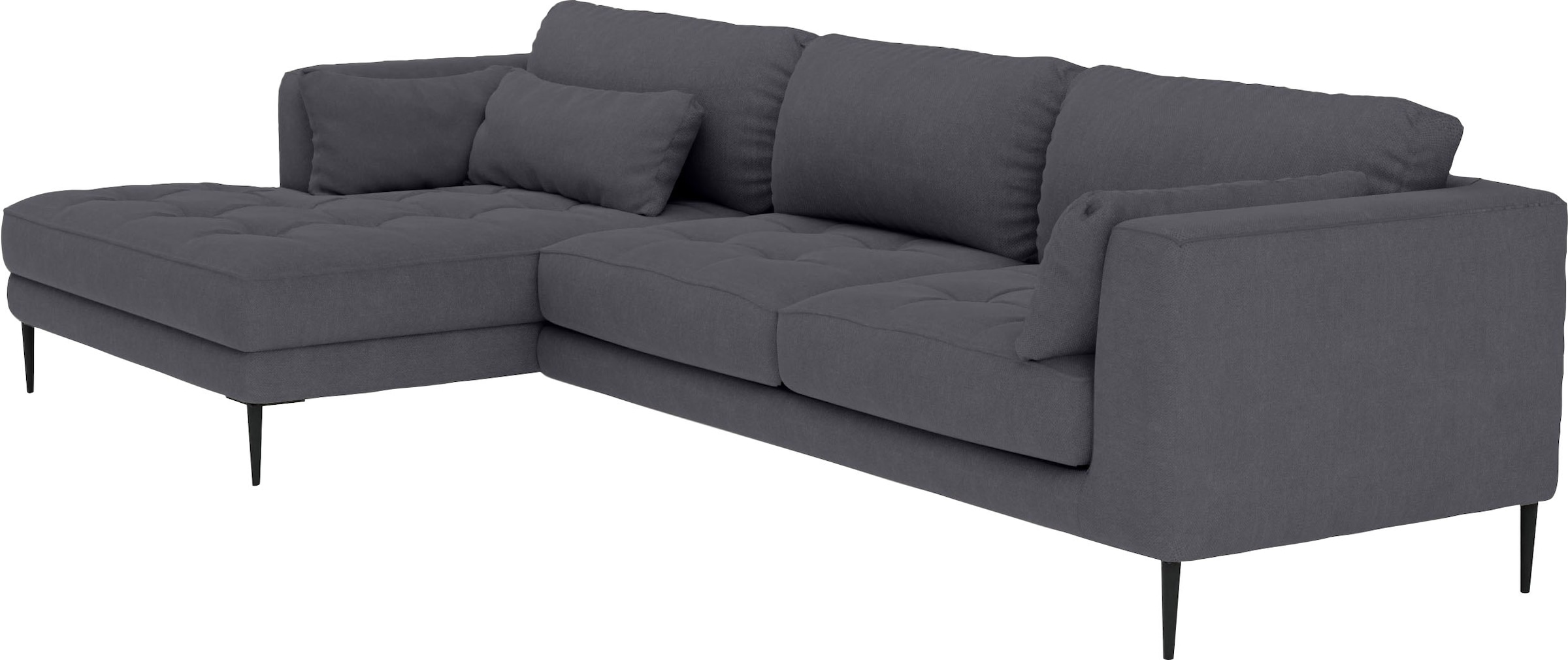 TRENDMANUFAKTUR Ecksofa »Luzi, wahlweise mit Schlaffunktion und Bettkasten bestellbar, L-Form«, Designsofa mit tollem Sitzkomfort, Metallfüße schwarz, Breite 280 cm