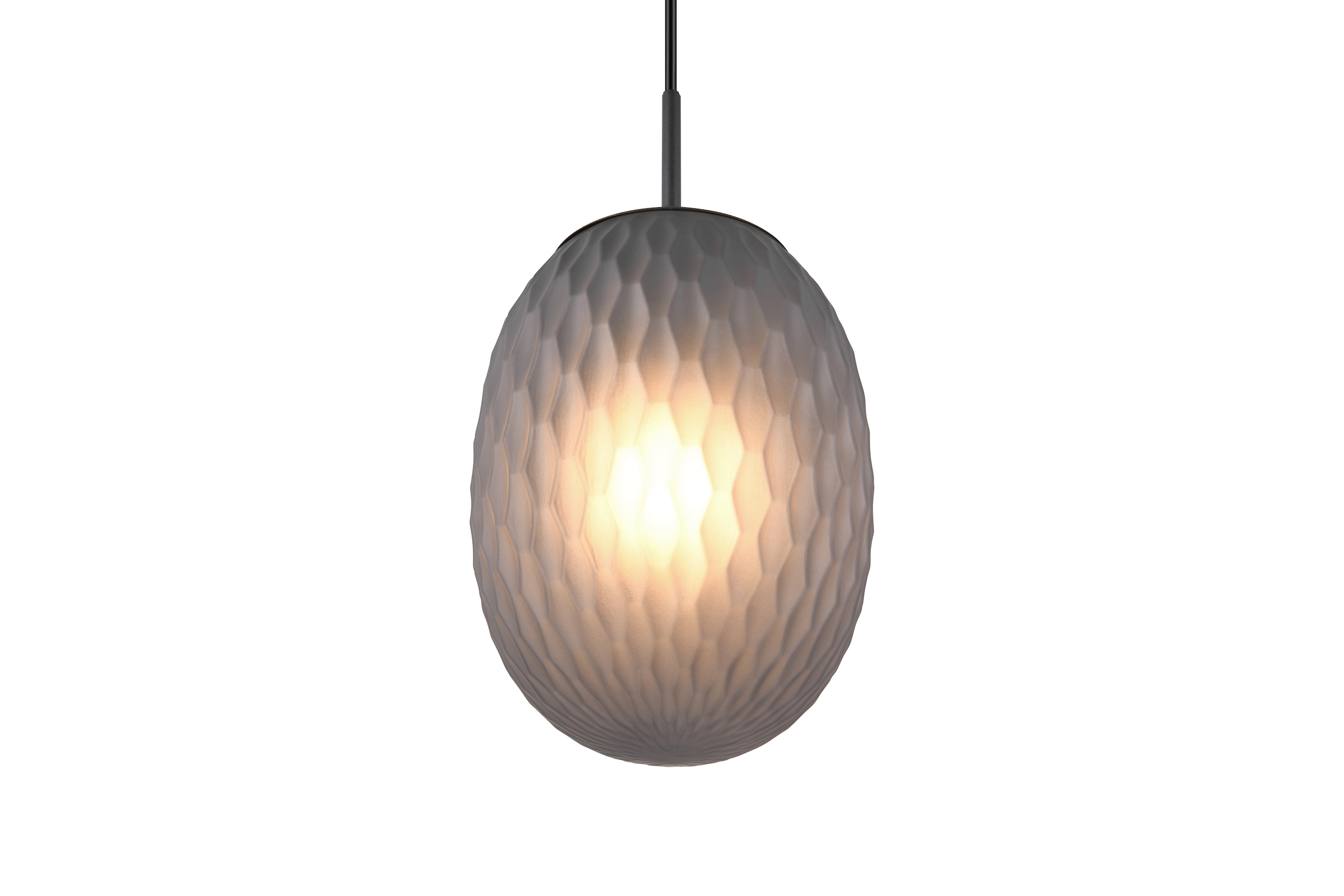 TRIO Leuchten Pendelleuchte »FACETTE, Hängeleuchte mit facettiertem Glasschirm in rauchgrau Ø 18cm« E27 1 Stk. warmweiß - kaltweiß exkl. Leuchtmittel E27 max 25W, Höhe einstellbar max 150cm